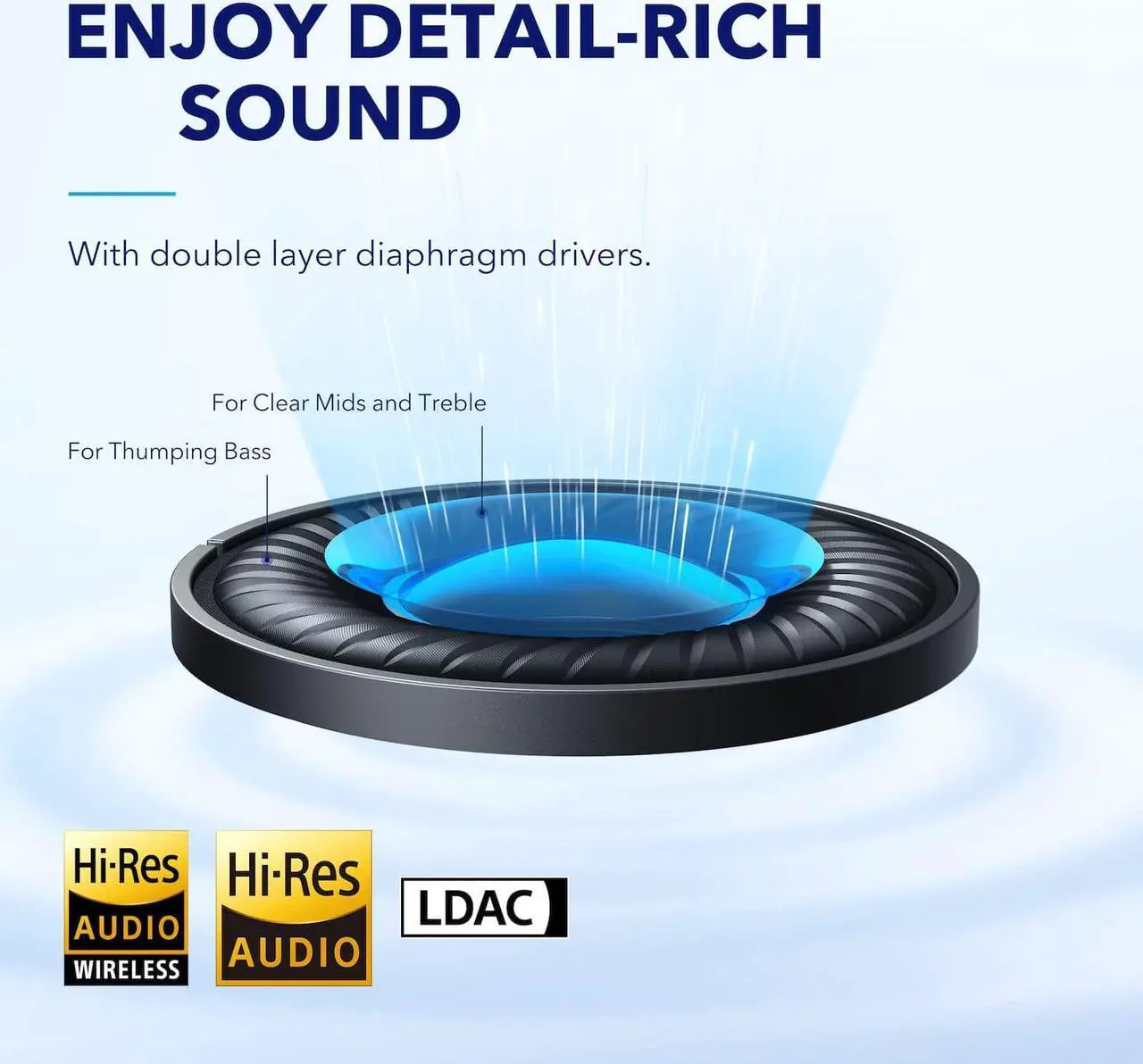 Alt view image 5 of 7 - soundcore by Anker Space Q45 Adaptive Noise Cancelling Headphones, Reduce Noise by Up to 98%, Ultra Long 50H Playtime, App Control, Hi-Res Sound with Details, Bluetooth 5.3, Ideal for Traveling Blue
