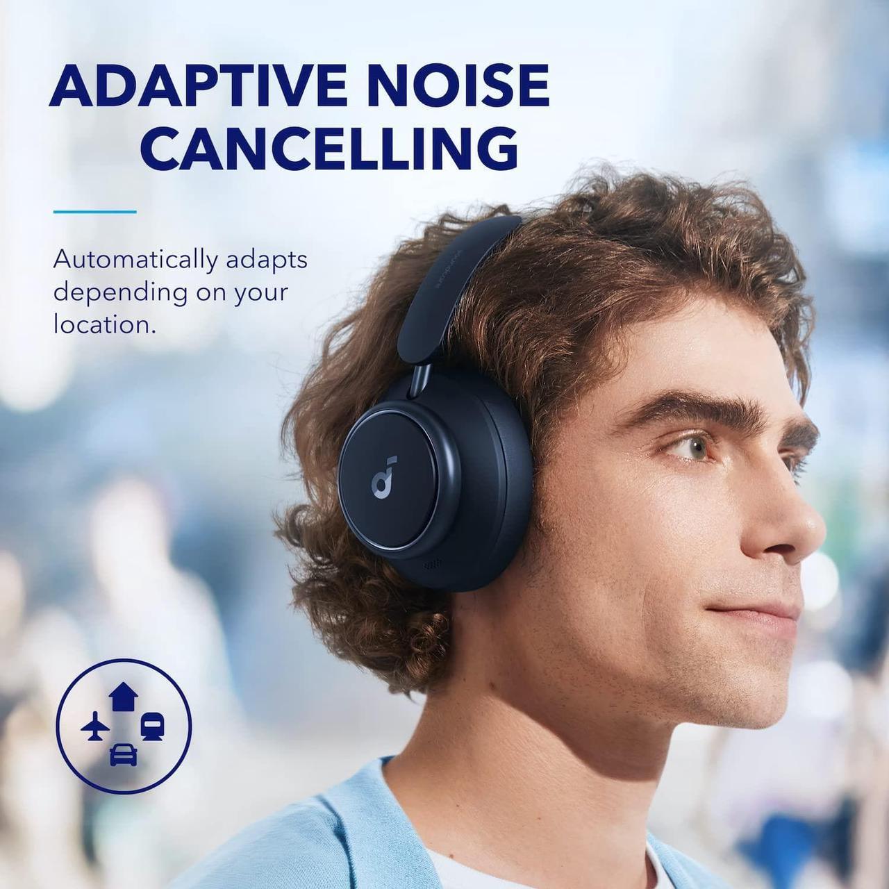 Alt view image 4 of 7 - soundcore by Anker Space Q45 Adaptive Noise Cancelling Headphones, Reduce Noise by Up to 98%, Ultra Long 50H Playtime, App Control, Hi-Res Sound with Details, Bluetooth 5.3, Ideal for Traveling Blue