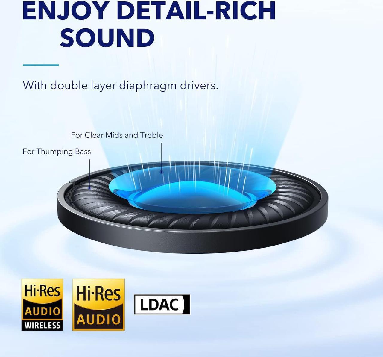 Alt view image 5 of 7 - soundcore by Anker Space Q45 Adaptive Noise Cancelling Headphones, Reduce Noise by Up to 98%, Ultra Long 50H Playtime, App Control, Hi-Res Sound with Details, Bluetooth 5.3, Ideal for Traveling White