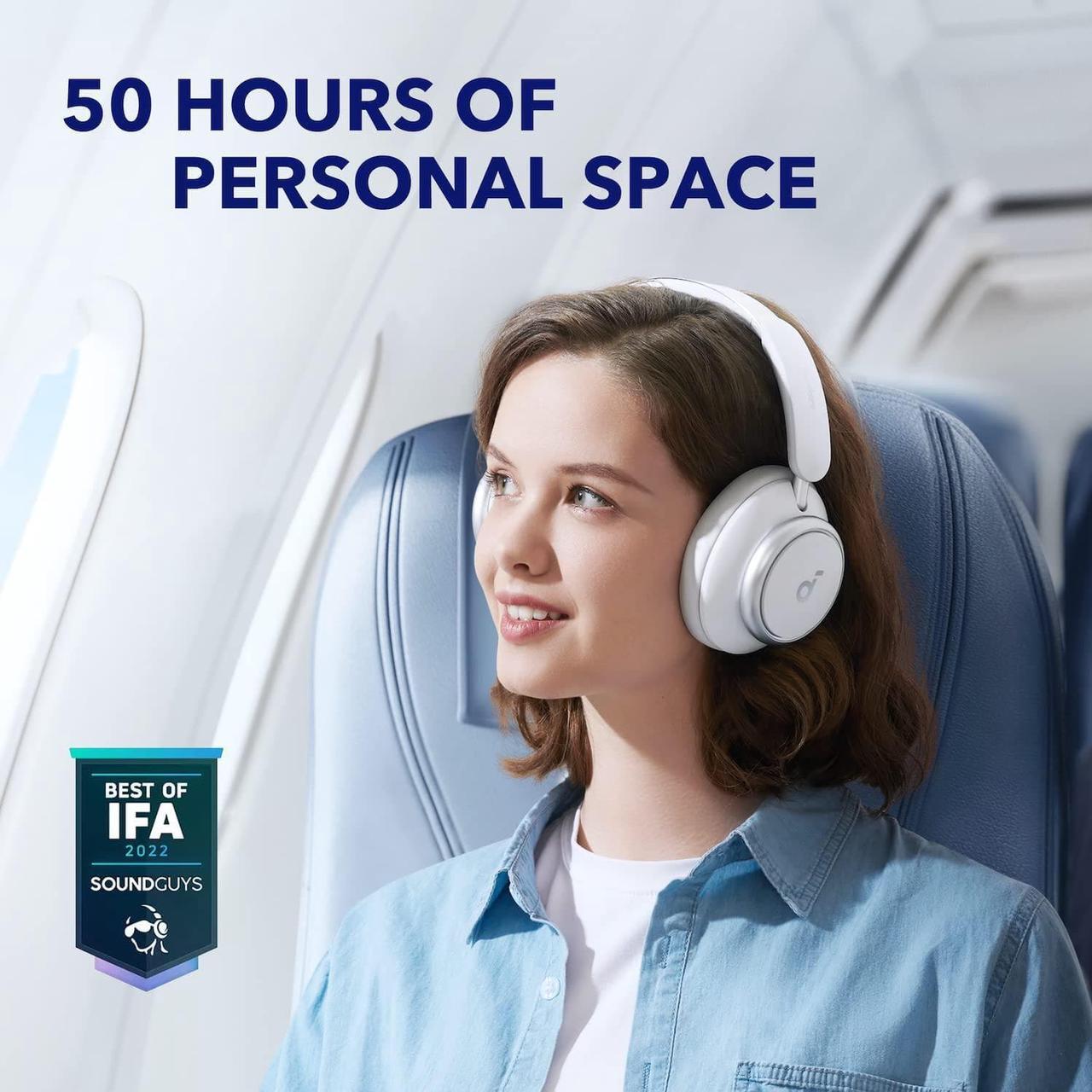 Alt view image 2 of 7 - soundcore by Anker Space Q45 Adaptive Noise Cancelling Headphones, Reduce Noise by Up to 98%, Ultra Long 50H Playtime, App Control, Hi-Res Sound with Details, Bluetooth 5.3, Ideal for Traveling White