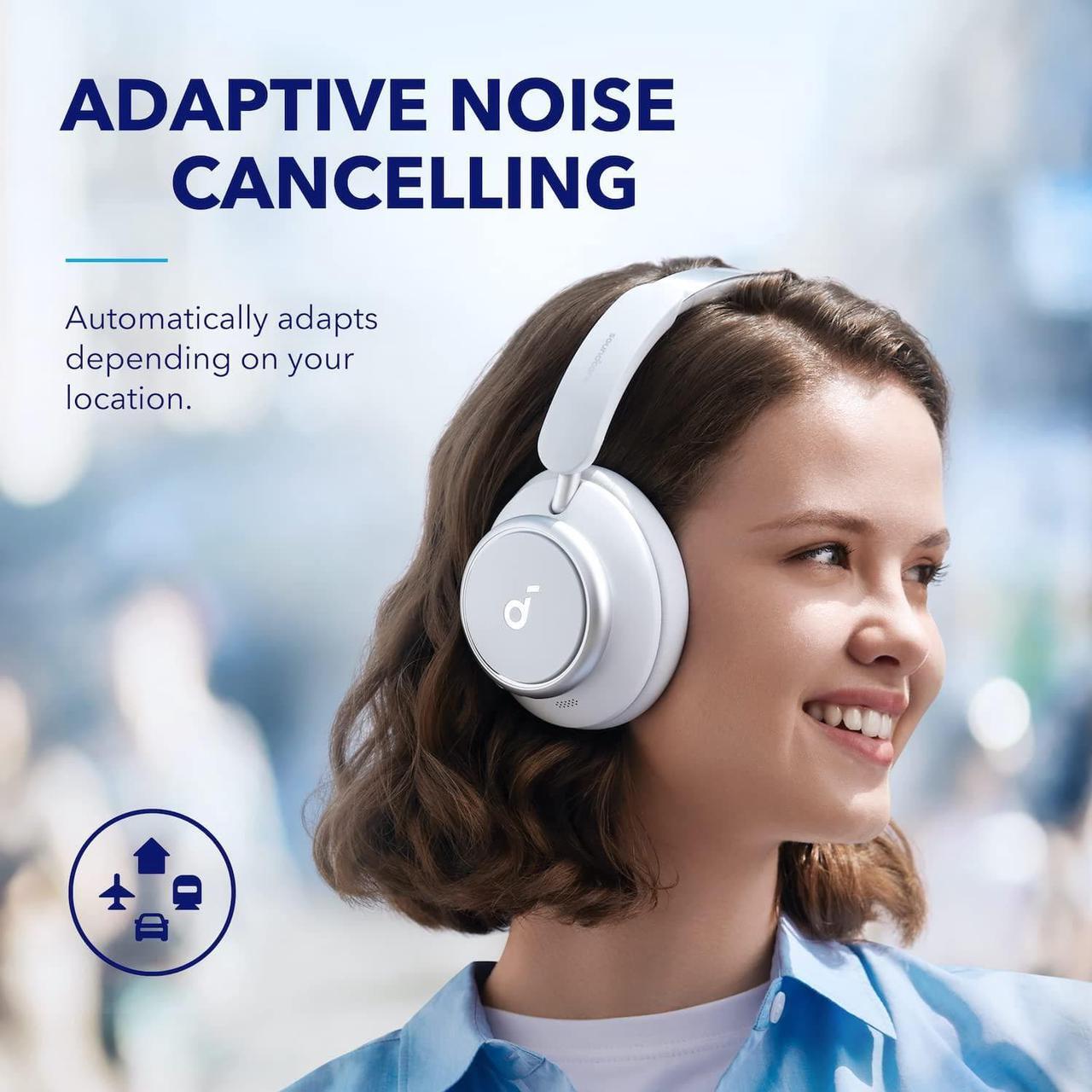 Alt view image 4 of 7 - soundcore by Anker Space Q45 Adaptive Noise Cancelling Headphones, Reduce Noise by Up to 98%, Ultra Long 50H Playtime, App Control, Hi-Res Sound with Details, Bluetooth 5.3, Ideal for Traveling White