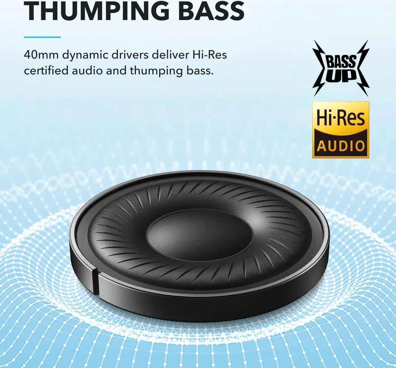 Alt view image 3 of 7 - soundcore by Anker Q20i Hybrid Active Noise Cancelling Headphones, Wireless Over-Ear Bluetooth, 40H Long ANC Playtime, Hi-Res Audio, Big Bass, Customize via an App, Transparency Mode - Blue