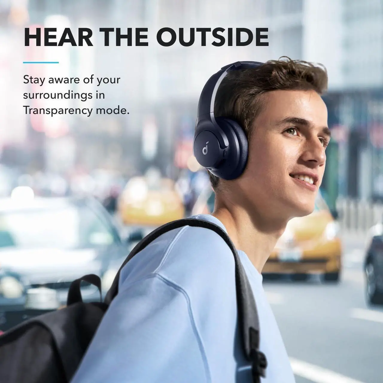 Alt view image 6 of 7 - soundcore by Anker Q20i Hybrid Active Noise Cancelling Headphones, Wireless Over-Ear Bluetooth, 40H Long ANC Playtime, Hi-Res Audio, Big Bass, Customize via an App, Transparency Mode - Blue