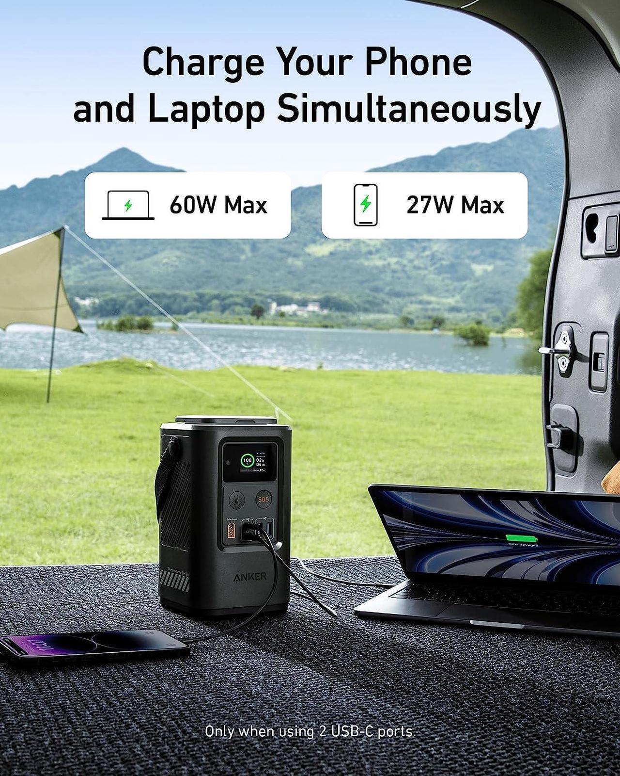 Alt view image 4 of 6 - Anker 60,000mAh 548 Power Bank (PowerCore Reserve 192Wh), LiFePO4 Portable Charger with Smart Digital Display, Retractable Auto Lighting and SOS Mode, 60W for Outdoor Camping and Emergency
