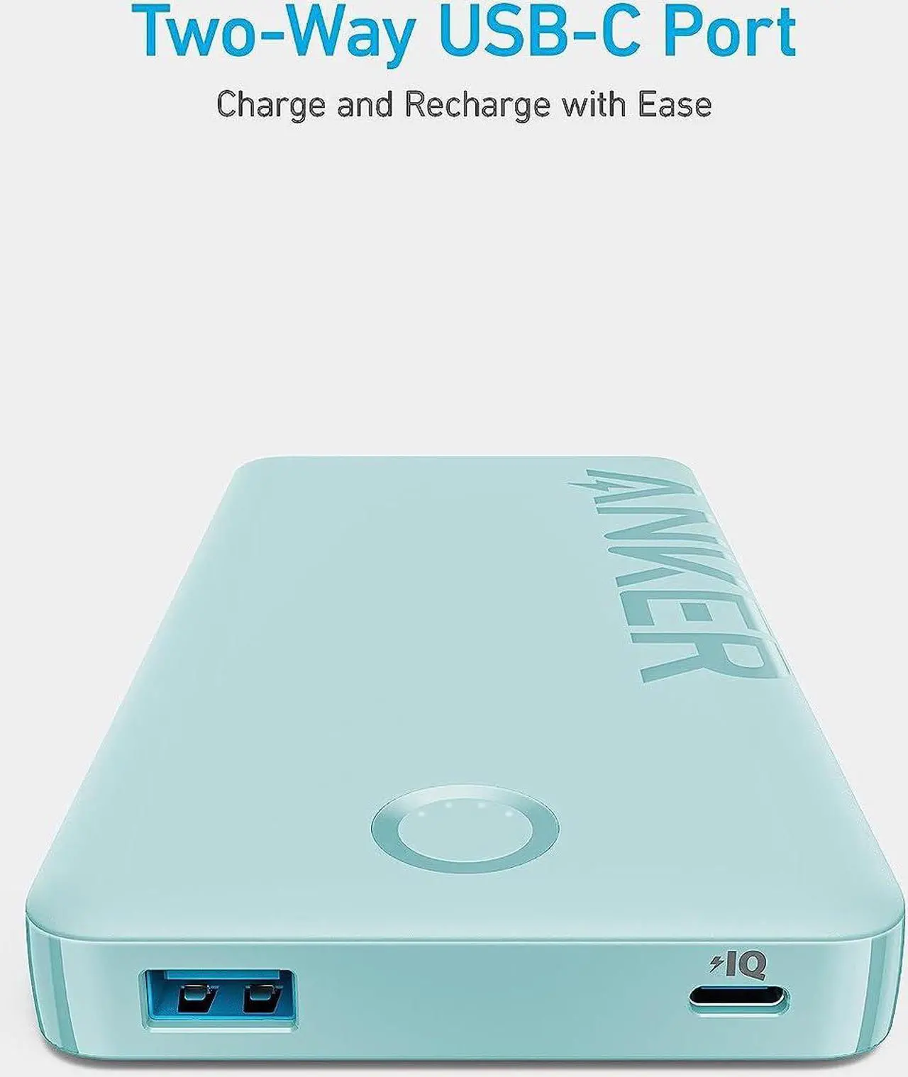 Alt view image 6 of 7 - Anker USB-C Power Bank, 10,000mAh Portable Charger (PowerCore PIQ), High-Capacity Battery Pack for iPhone 14/14 Pro / 15 Pro Max/Samsung/Pixel/LG (Cable and Charger Not Included) Green