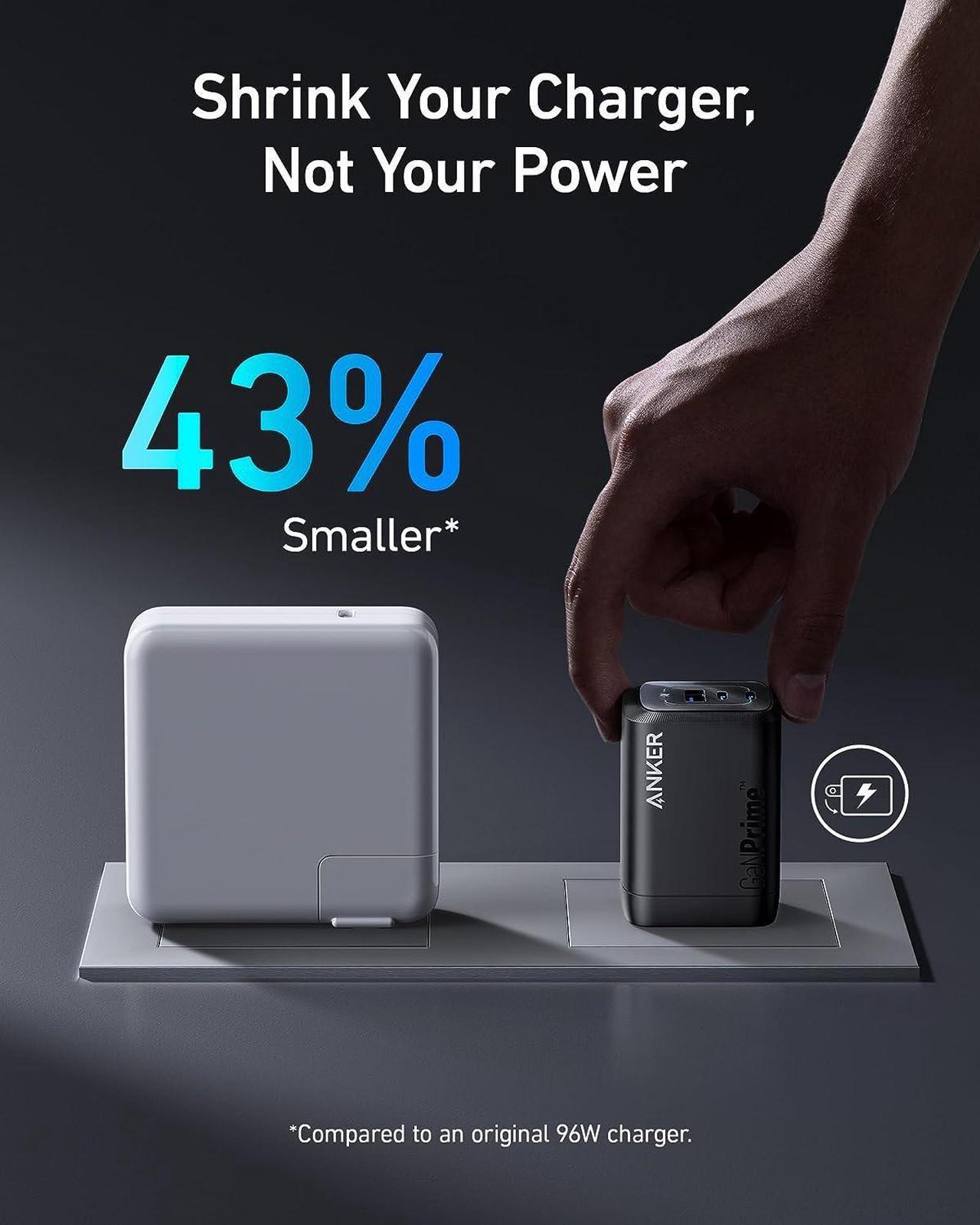Alt view image 4 of 6 - Anker Prime 100W USB C Charger, Anker GaN Wall Charger, 3-Port Compact Fast PPS Charger, for MacBook Pro/Air, Pixelbook, iPad Pro, iPhone 15/Pro, Galaxy S23/S22, Note20, Pixel, Apple Watch, and More