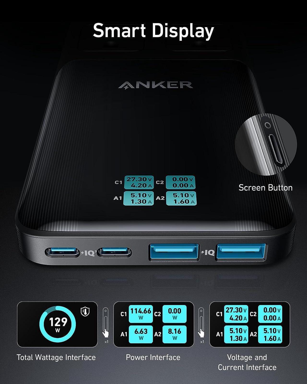 Alt view image 5 of 6 - Anker Prime 6-in-1 USB C Charging Station, 140W Compact Power Strip for Work and Travel, 5 ft Detachable Extension Cord with 6 Ports, for iPhone 14, Galaxy, MacBook, and More (Non-Battery/Wireless)