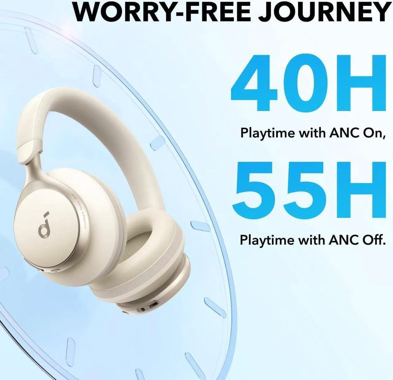 Alt view image 5 of 6 - Soundcore by Anker, Space One, Active Noise Cancelling Headphones, 2X Stronger Voice Reduction, 40H ANC Playtime, App Control,LDAC Hi-Res Wireless Audio,Comfortable Fit,Clear Calls, Bluetooth 5.3