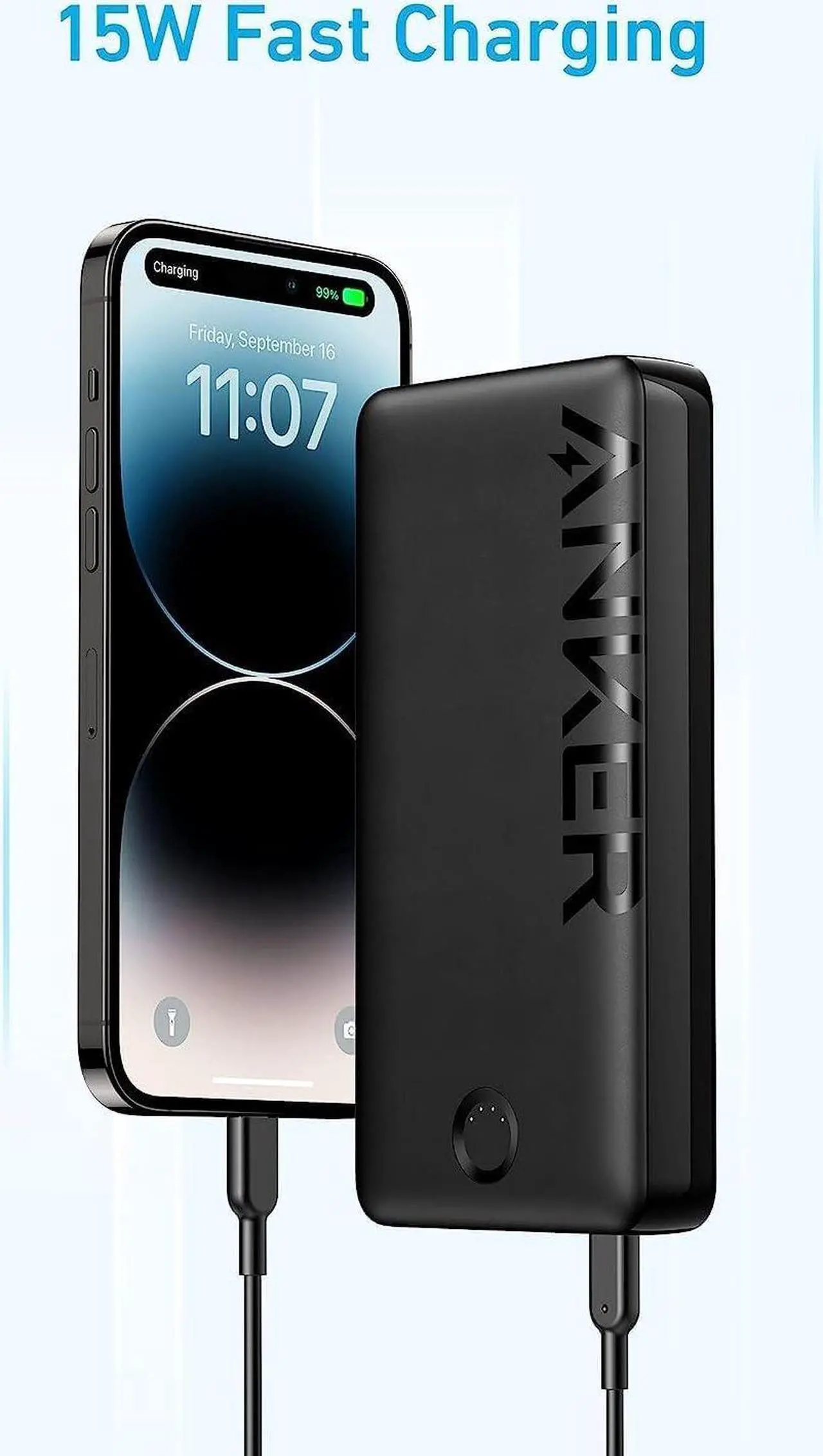 Alt view image 4 of 6 - Anker Portable Charger, 325 Power Bank (PowerCore 20K II), 20,000mAh Battery Pack with 2-Port, 15W High-Speed Charging for iPhone, Samsung Galaxy, and More