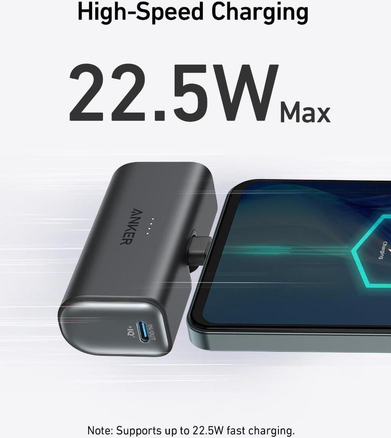 Alt view image 2 of 6 - Anker Nano Power Bank with Built-in Foldable USB-C Connector, 5,000mAh Portable Charger 22.5W, for iPhone 15/15 Plus/15 Pro/15 Pro Max, Samsung S22/23 Series, Huawei, iPad Pro/Air, AirPods, and More
