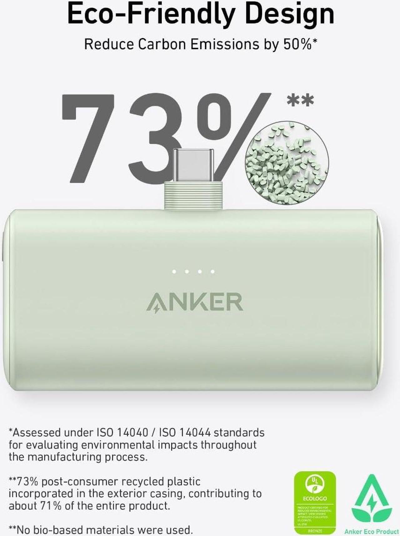 Alt view image 6 of 6 - Anker Nano Power Bank with Built-in Foldable USB-C Connector, 5,000mAh Portable Charger 22.5W, for iPhone 15/15 Plus/15 Pro/15 Pro Max, Samsung S22/23 Series, Huawei, iPad Pro/Air, AirPods, and More