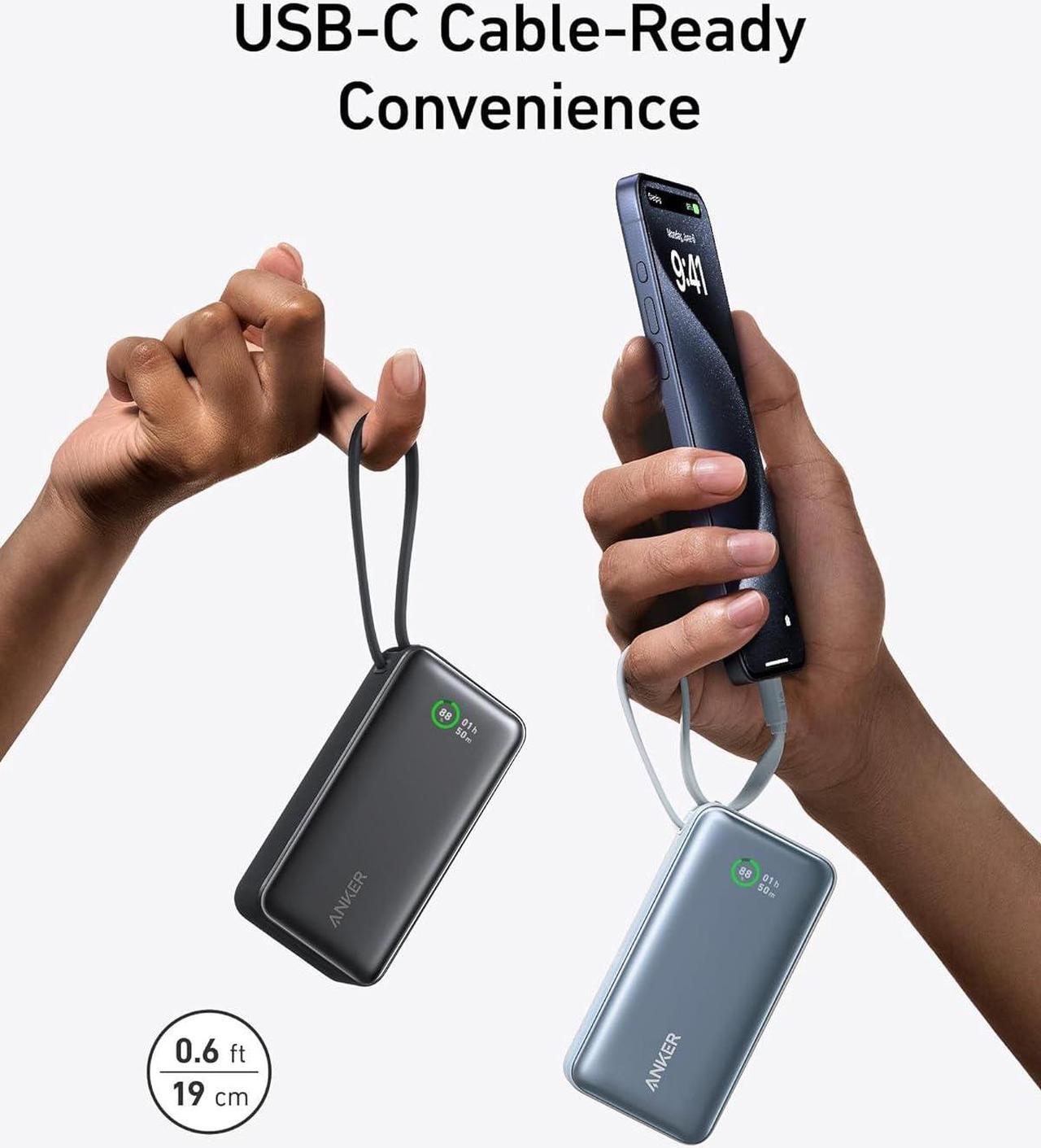 Alt view image 3 of 6 - Anker Nano Power Bank, 10,000mAh Portable Charger with Built-in USB-C Cable, PD 30W Max Output with 1 USB-C, 1 USB-A, Compatible for iPhone 15/15 Plus/15 Pro/15 Pro Max, MacBook, Galaxy, iPad