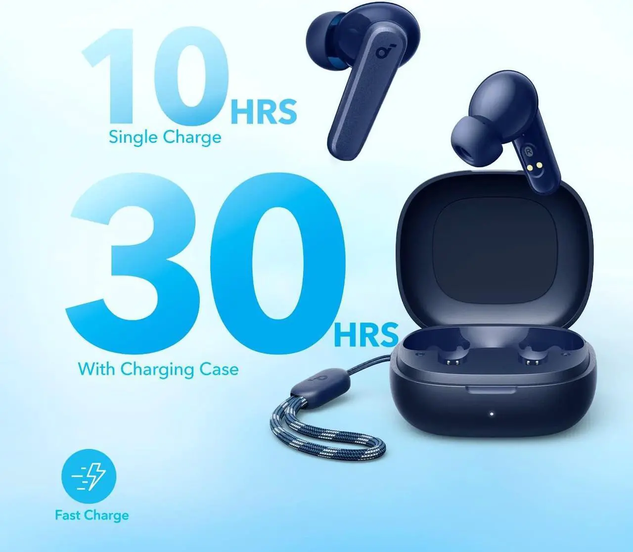 Alt view image 4 of 7 - Soundcore by Anker P20i True Wireless Earbuds, 10mm Drivers with Big Bass, Bluetooth 5.3, 30H Long Playtime, Water-Resistant, 2 Mics for AI Clear Calls, 22 Preset EQs, Customization via App Blue