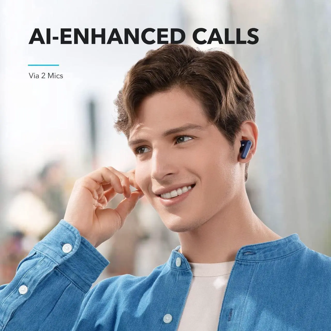 Alt view image 6 of 7 - Soundcore by Anker P20i True Wireless Earbuds, 10mm Drivers with Big Bass, Bluetooth 5.3, 30H Long Playtime, Water-Resistant, 2 Mics for AI Clear Calls, 22 Preset EQs, Customization via App Blue