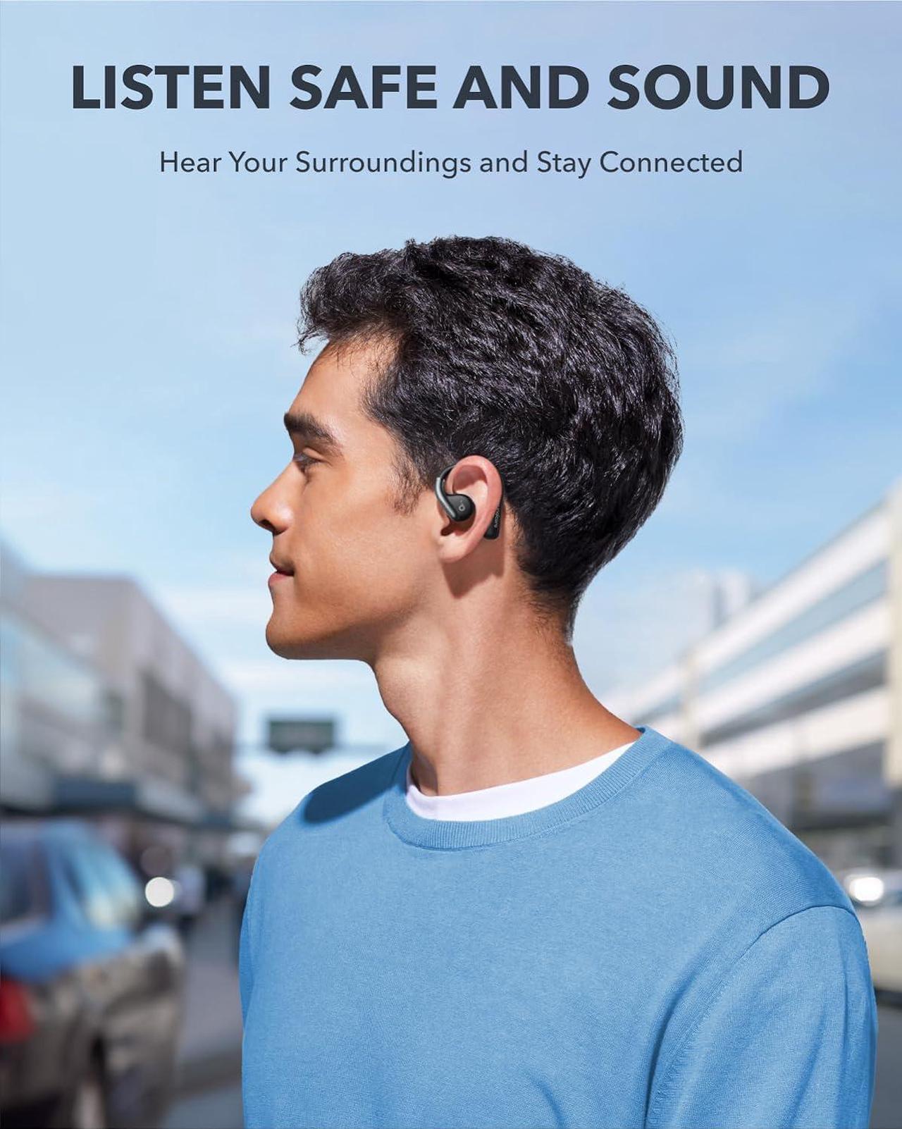 Alt view image 3 of 6 - Soundcore by Anker, AeroFit Open-Ear Headphones, Ultra Comfort, Snug Fit, Ergonomic Ear Hook, Balanced Sound, IPX7 Waterproof, 42H Playtime, Bluetooth 5.3, App Control, Clear Calls, Wireless Earbuds