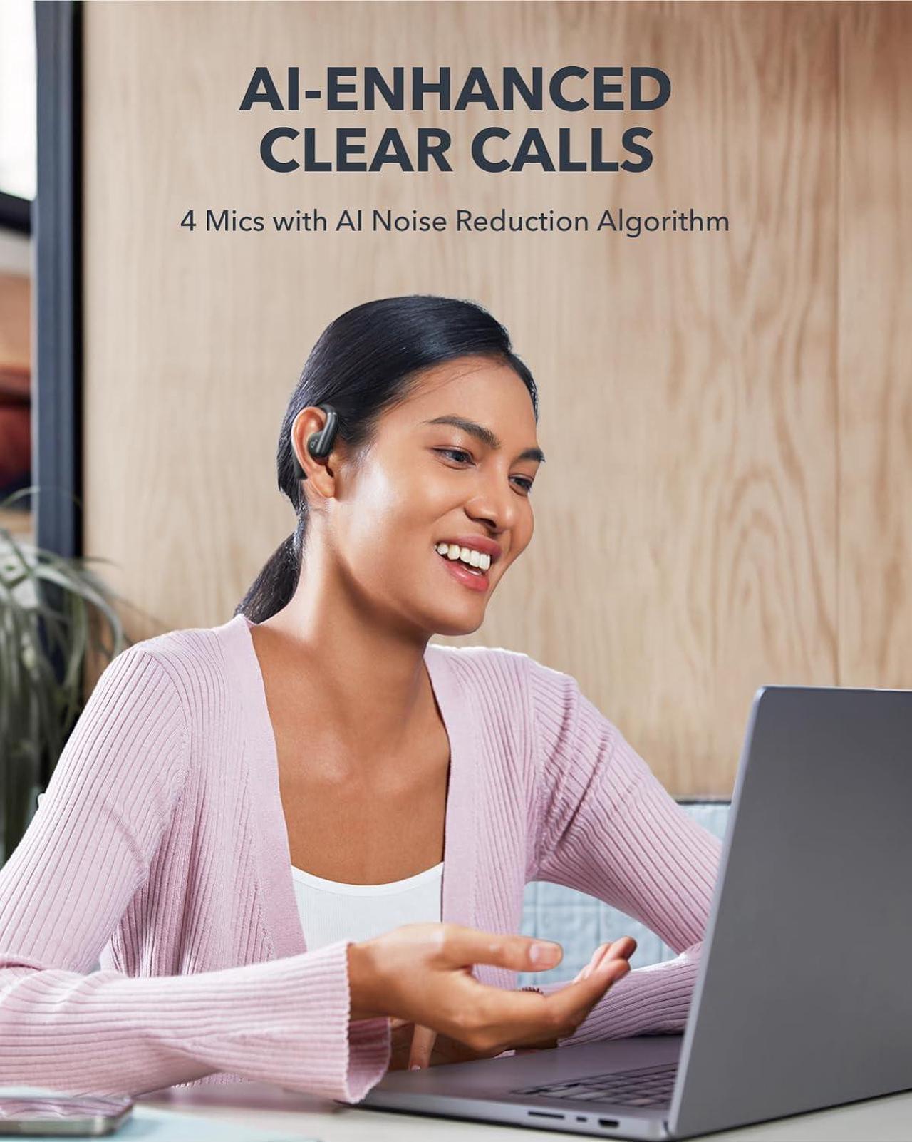 Alt view image 5 of 6 - Soundcore by Anker, AeroFit Open-Ear Headphones, Ultra Comfort, Snug Fit, Ergonomic Ear Hook, Balanced Sound, IPX7 Waterproof, 42H Playtime, Bluetooth 5.3, App Control, Clear Calls, Wireless Earbuds