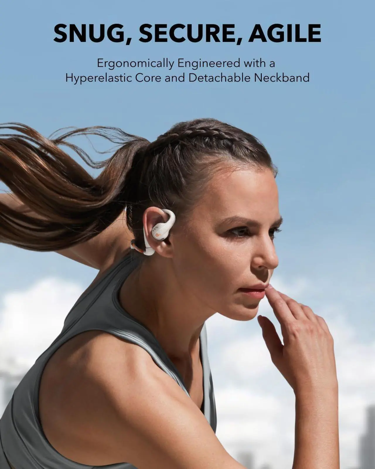 Alt view image 2 of 6 - Soundcore by Anker AeroFit Pro Open-Ear Headphones, Ultra Comfort, Secure Fit, Ergonomic Design, Rich Sound with LDAC, Bluetooth 5.3, IPX5 Water-Resistant, 46H Playtime, App Control, Wireless Earbuds