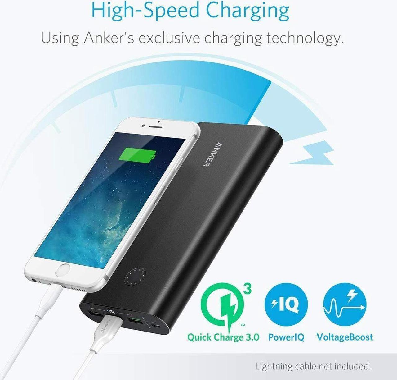 Alt view image 3 of 7 - Anker PowerCore 26800mAh Power Bank 3-Port Portable Charger Battery Backup QC3.0 (Renewed)