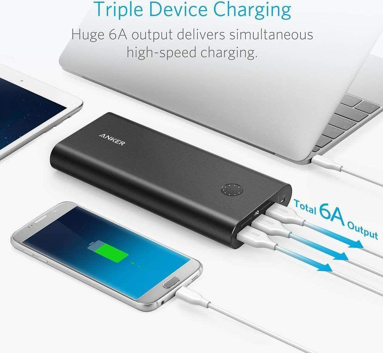 Alt view image 6 of 7 - Anker PowerCore 26800mAh Power Bank 3-Port Portable Charger Battery Backup QC3.0 (Renewed)