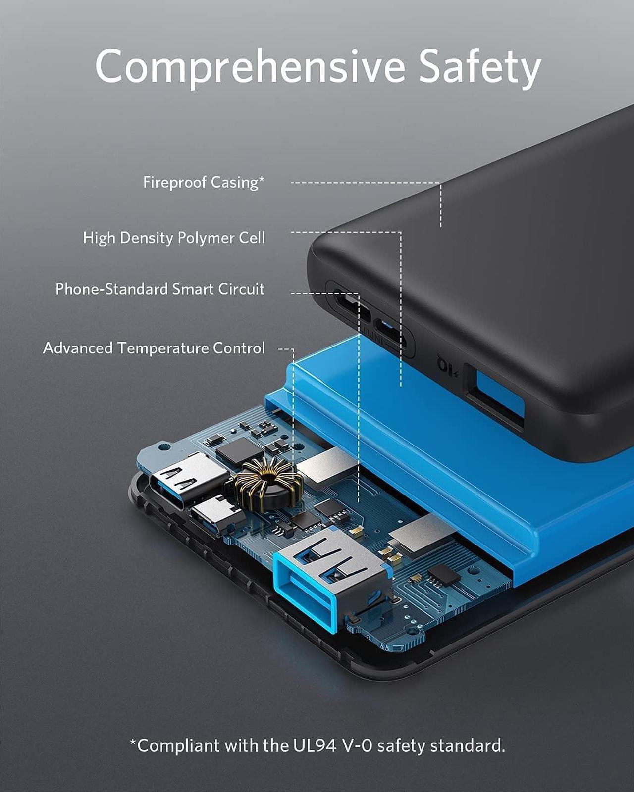 Alt view image 3 of 7 - Anker Portable Charger, Power Bank, 10,000 mAh Battery Pack with PowerIQ Charging Technology and USB-C (Input Only) for iPhone 15/15 Plus/15 Pro/15 Pro Max iPhone 14/13 Series Samsung Galaxy (Renewed)