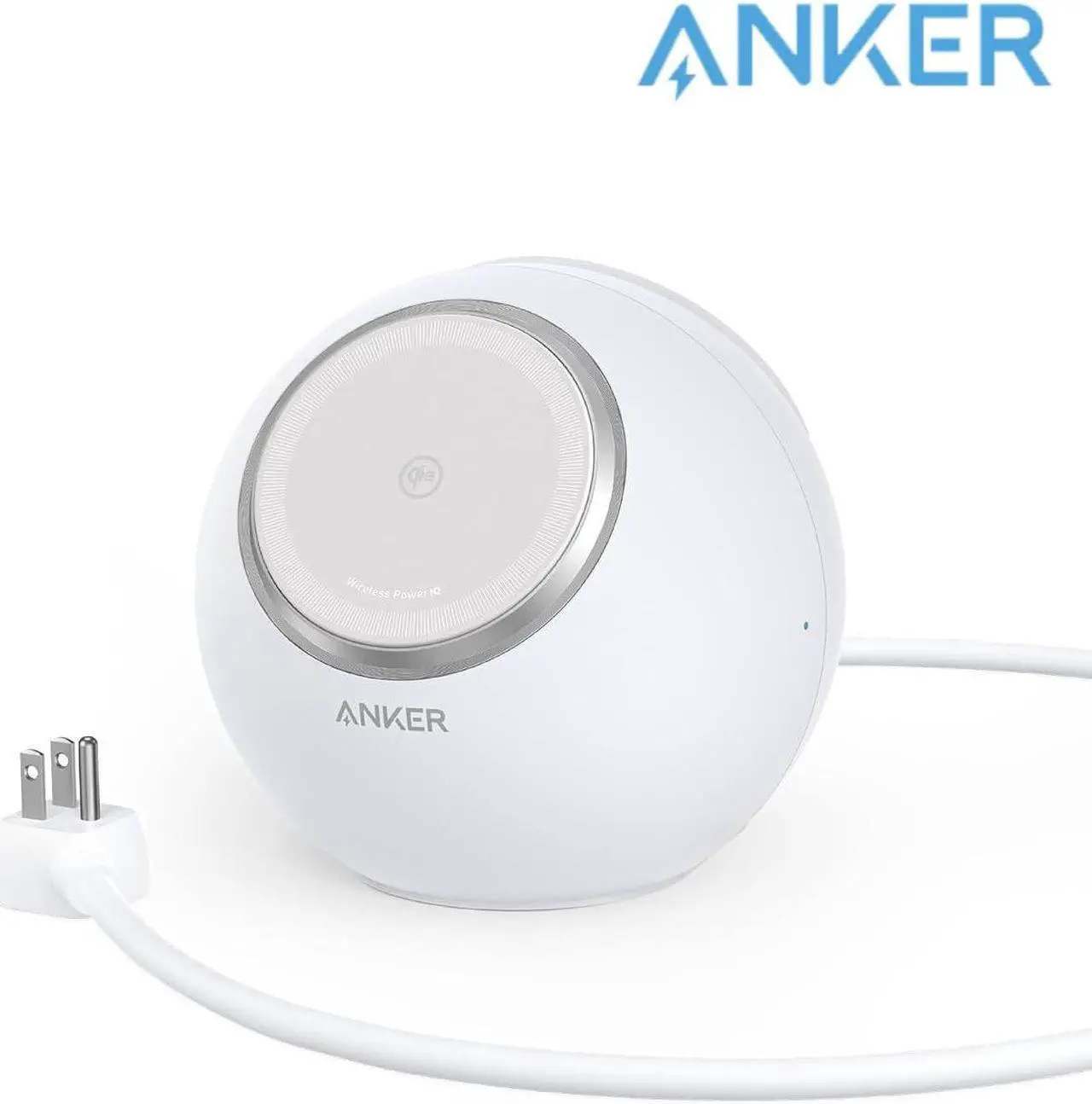 Alt view image 7 of 7 - Anker MagGo Magnetic Charging Station, Qi2 Compatible 15W Ultra-Fast MagSafe Wireless Charger for iPhone 15/14/13, 8-in-1 Power Strip with 3 AC and 4 USB Desktop Charger for MacBook and More White