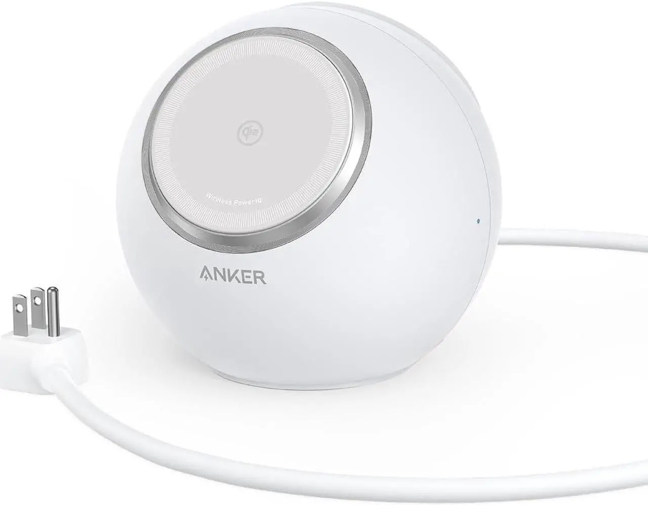 Main image of Anker MagGo Magnetic Charging Station, Qi2 Compatible 15W Ultra-Fast MagSafe Wireless Charger for iPhone 15/14/13, 8-in-1 Power Strip with 3 AC and 4 USB Desktop Charger for MacBook and More White