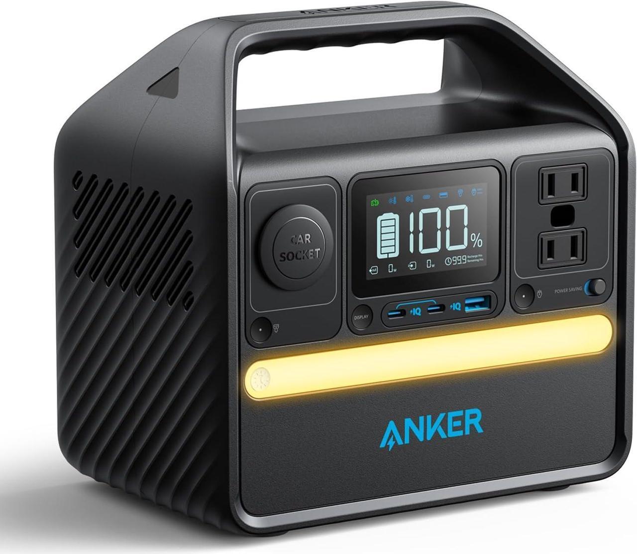 Main image of Anker 522 Portable Power Station, 299Wh Solar Generator (Solar Panel Optional), LiFePO4 Battery Pack, 300W (Peak 600W) PowerHouse, 6 Ports, 2 AC Outlets, 60W/20W USB-C PD Ports, LED for Camping and RV