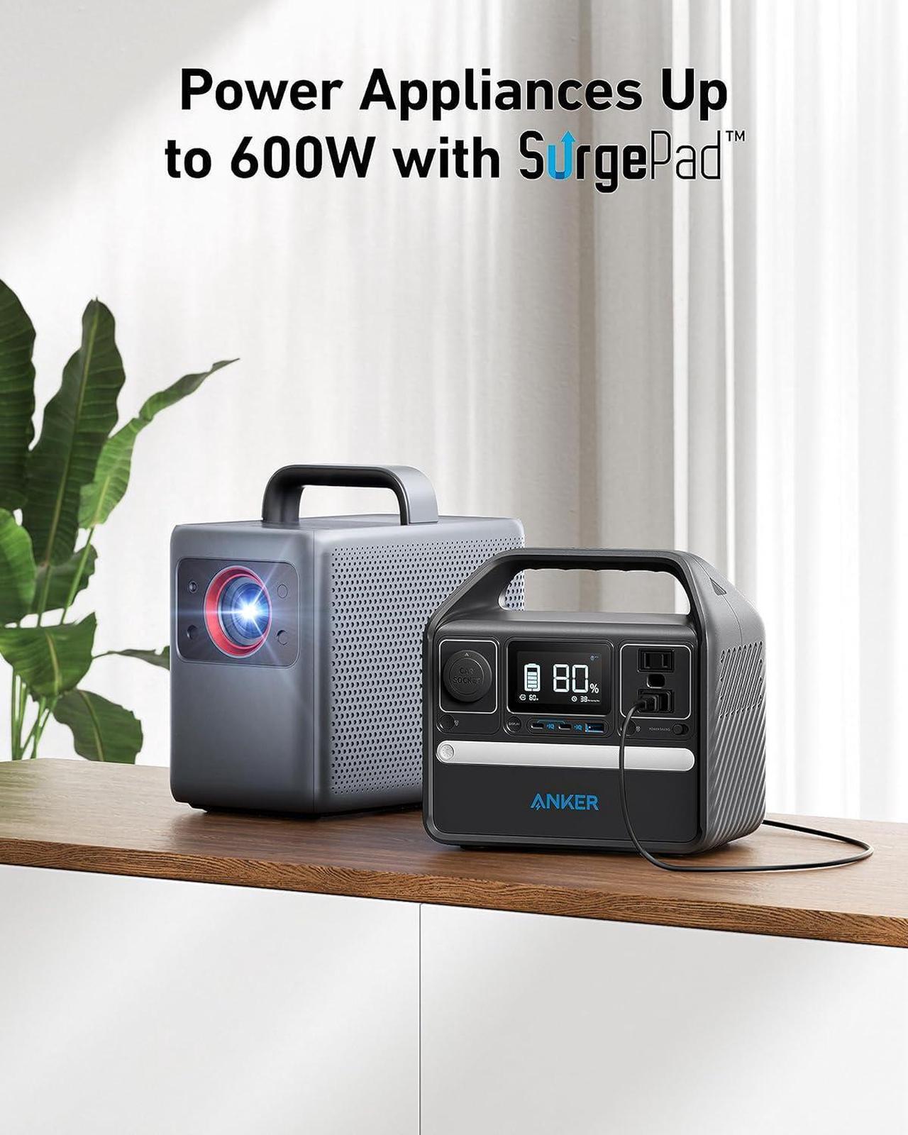 Alt view image 6 of 6 - Anker 522 Portable Power Station, 299Wh Solar Generator (Solar Panel Optional), LiFePO4 Battery Pack, 300W (Peak 600W) PowerHouse, 6 Ports, 2 AC Outlets, 60W/20W USB-C PD Ports, LED for Camping and RV
