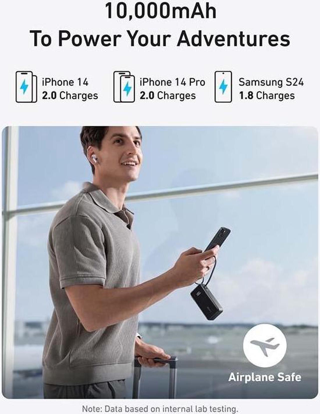 Alt view image 4 of 5 - Anker Nano 3-in-1 Power Bank, Built-in Lightning Cable, USB-C Port, Foldable AC Plug for Fast Recharging, 30W Max Output, 10,000mAh Capacity, Compatible with iPhone 14 Series, AirPods, and More