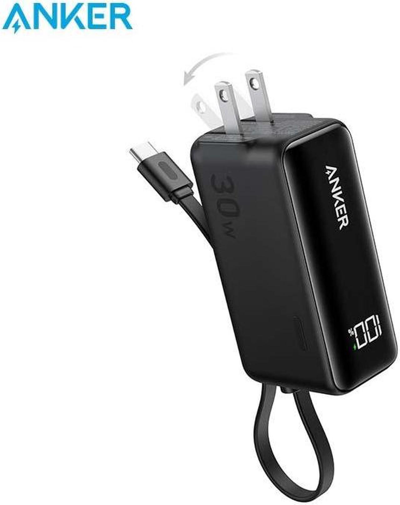 Main image of Anker Power Bank USB C Charger Block, 3-in-1 5,000mAh Portable Charger with Built-in USB-C Cable and Foldable AC Plug, 30W Max Compact Battery Pack, for iPhone 15 Series, Galaxy, MacBook, and More