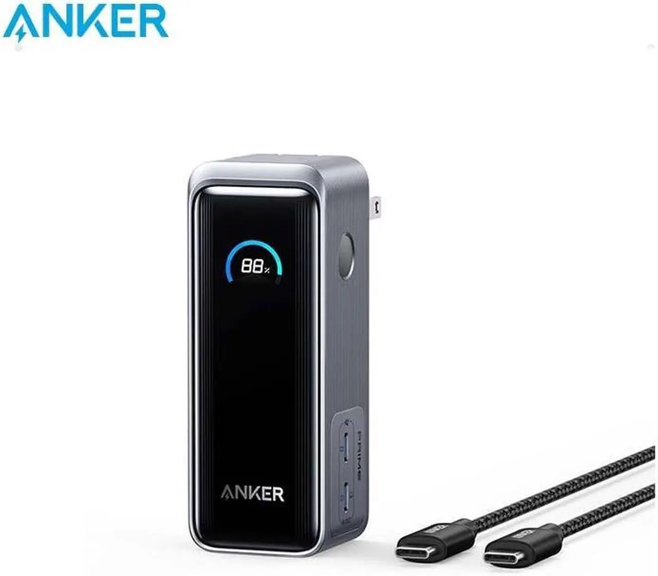 Main image of Anker Prime Power Bank, 9,600mAh Battery Pack with 65W Output, Built-in AC Plug, Supports PD 3.0 and PPS, 30W Fast Recharging, Sleek Portable Charger for MacBook Pro, iPhone 15 Series, Galaxy, iPad