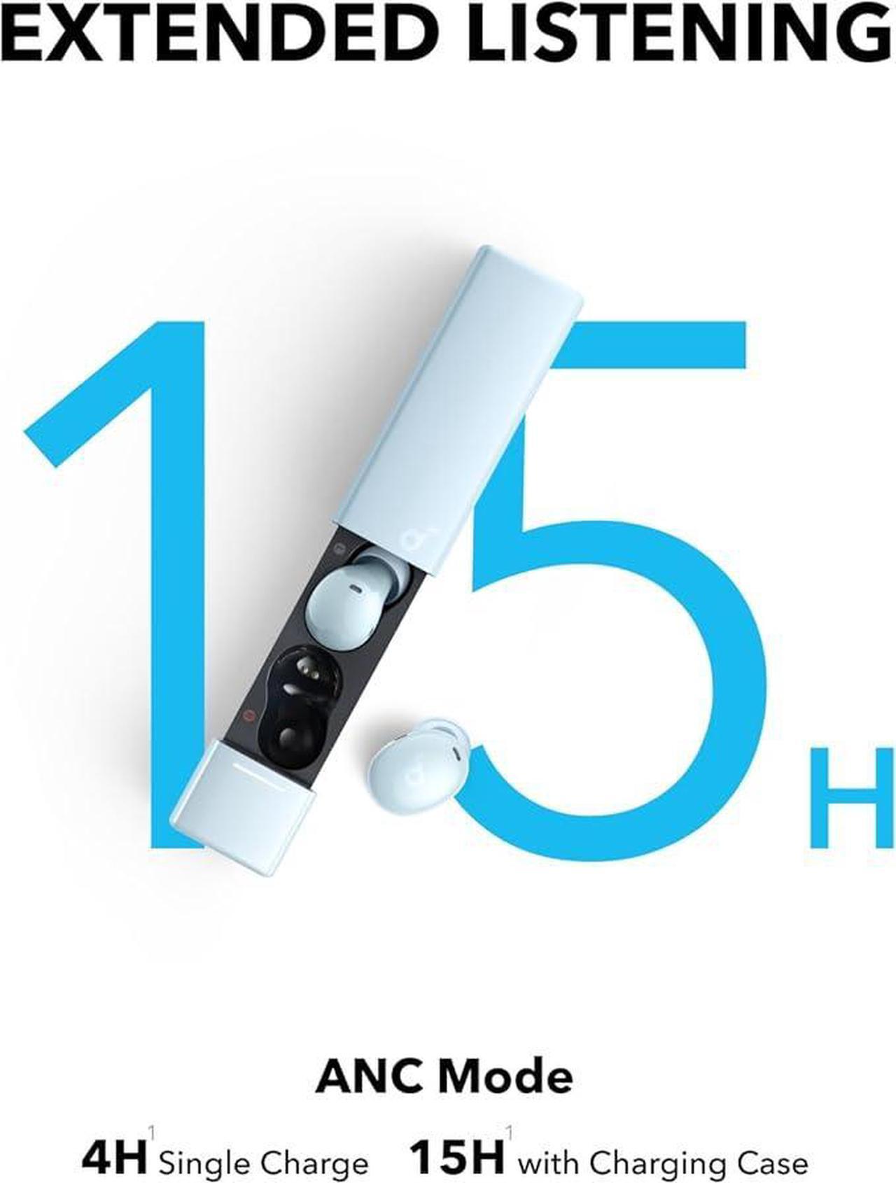 Alt view image 6 of 6 - Soundcore A30i by Anker, Smart Noise Cancelling Earbuds, Lipstick-Shaped Stylish Design, Tiny, Lightweight Comfort, Clear Sound, IP54, 15H Playtime in ANC Mode, Wireless Earbuds, Bluetooth 5.4 Blue
