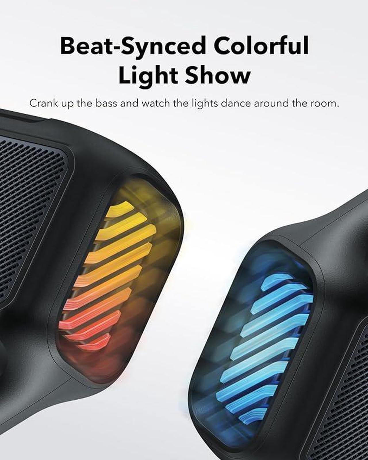 Alt view image 3 of 5 - Soundcore Boom 2 Outdoor Speaker, 80W, Subwoofer, BassUp 2.0, 24H Playtime, IPX7 Waterproof, Floatable, RGB Lights, USB-C, Custom EQ, Bluetooth 5.3, Portable for Outdoors, Camping, Beach