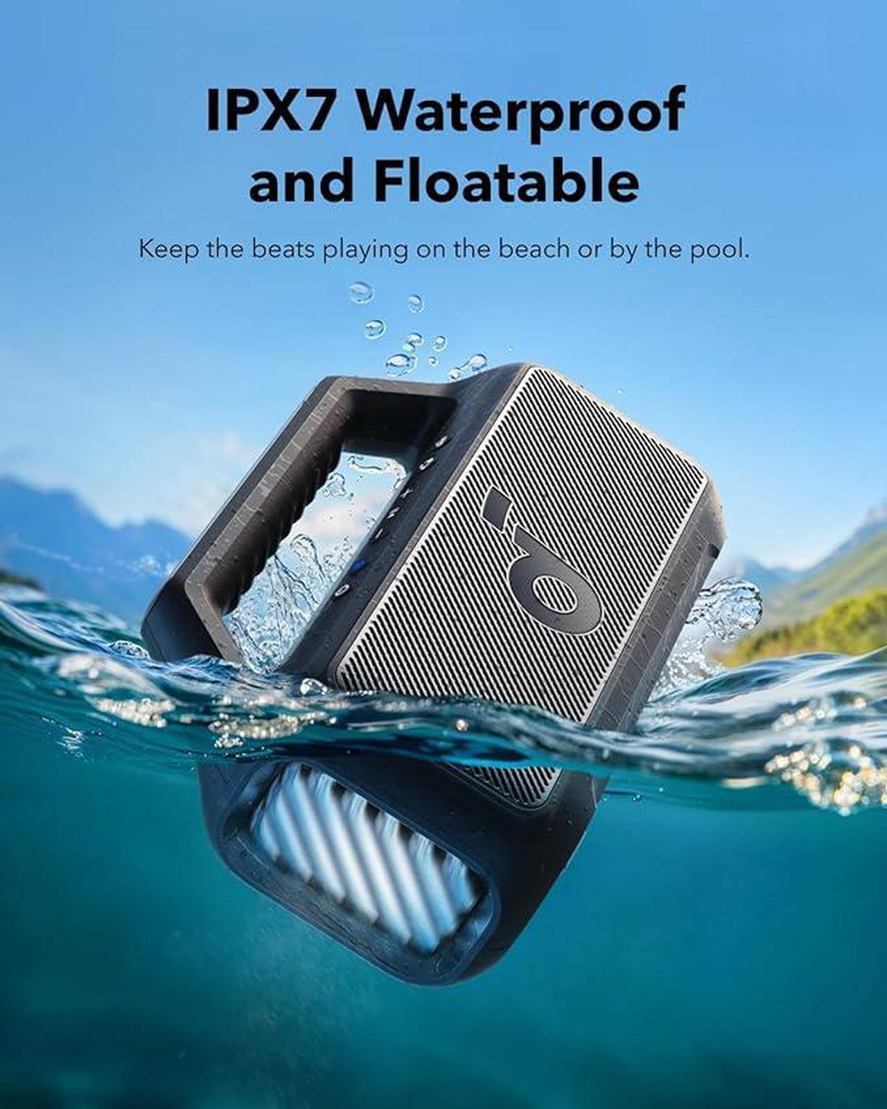 Alt view image 4 of 5 - Soundcore Boom 2 Outdoor Speaker, 80W, Subwoofer, BassUp 2.0, 24H Playtime, IPX7 Waterproof, Floatable, RGB Lights, USB-C, Custom EQ, Bluetooth 5.3, Portable for Outdoors, Camping, Beach