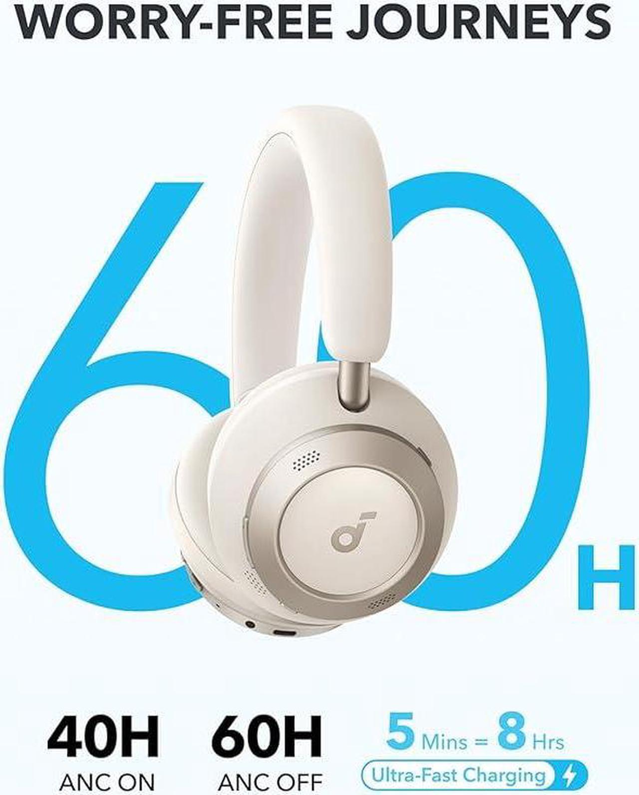 Alt view image 4 of 6 - Soundcore Space One Pro by Anker, Adaptive Active Noise Cancelling Headphones Driven by 6 Mics, Super Foldable Design, 60H Lossless Audio, Ultra-Fast Charging, Hi-Res Wireless Audio, Comfortable Fit