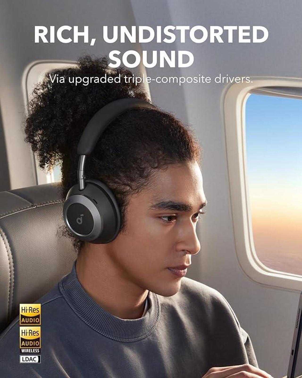 Alt view image 4 of 6 - Soundcore Space One Pro by Anker, Adaptive Active Noise Cancelling Headphones Driven by 6 Mics, Super Foldable Design, 60H Lossless Audio, Ultra-Fast Charging, Hi-Res Wireless Audio, Comfortable Fit