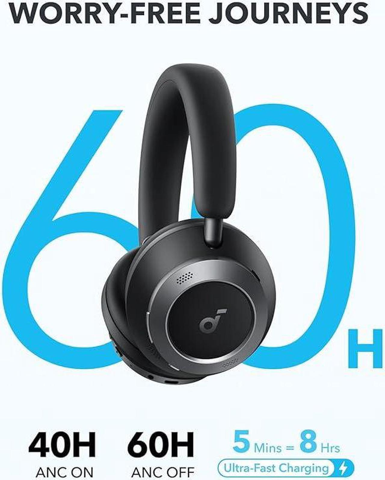 Alt view image 5 of 6 - Soundcore Space One Pro by Anker, Adaptive Active Noise Cancelling Headphones Driven by 6 Mics, Super Foldable Design, 60H Lossless Audio, Ultra-Fast Charging, Hi-Res Wireless Audio, Comfortable Fit