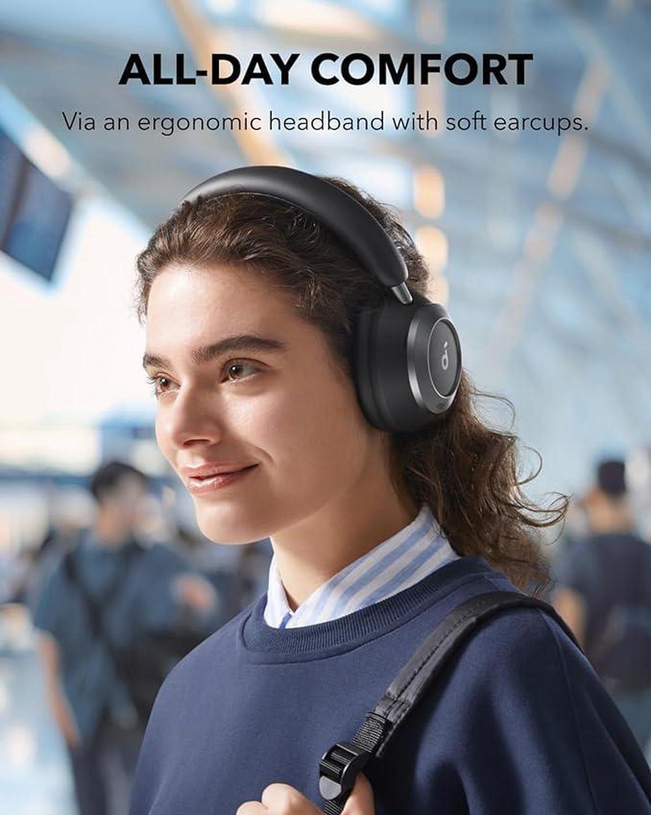 Alt view image 6 of 6 - Soundcore Space One Pro by Anker, Adaptive Active Noise Cancelling Headphones Driven by 6 Mics, Super Foldable Design, 60H Lossless Audio, Ultra-Fast Charging, Hi-Res Wireless Audio, Comfortable Fit