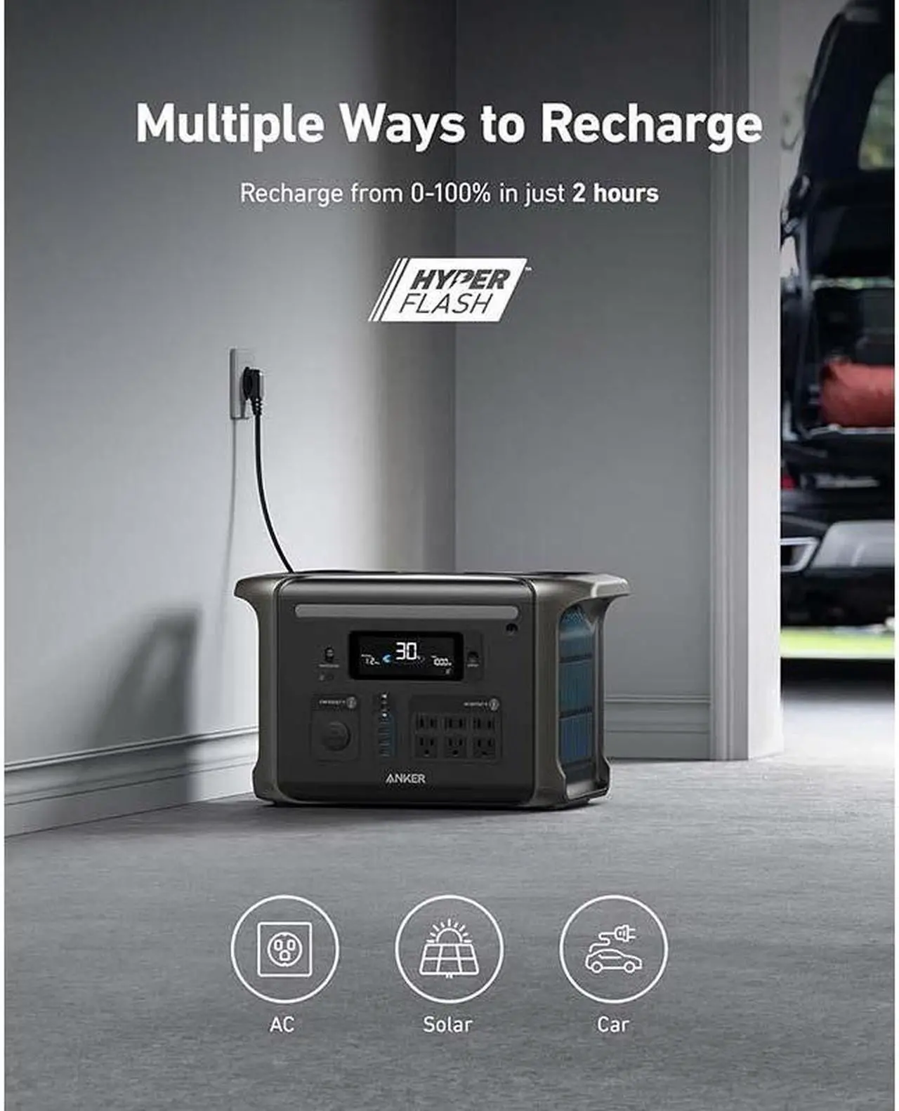 Alt view image 4 of 7 - Anker SOLIX F1500 Portable Power Station, 1800W Solar Generator, PowerHouse Design, 1536Wh Battery Generators for Home Use, LiFePO4 Power Station for Outdoor Camping and RVs (Solar Panel Optional)
