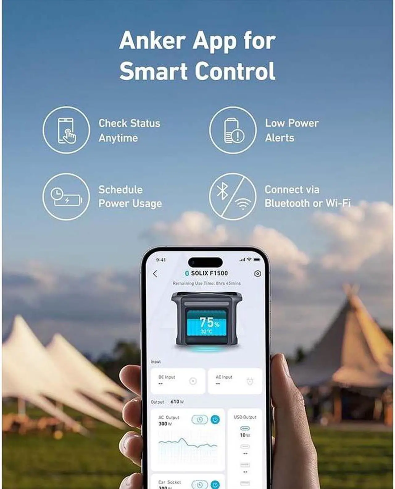 Alt view image 7 of 7 - Anker SOLIX F1500 Portable Power Station, 1800W Solar Generator, PowerHouse Design, 1536Wh Battery Generators for Home Use, LiFePO4 Power Station for Outdoor Camping and RVs (Solar Panel Optional)