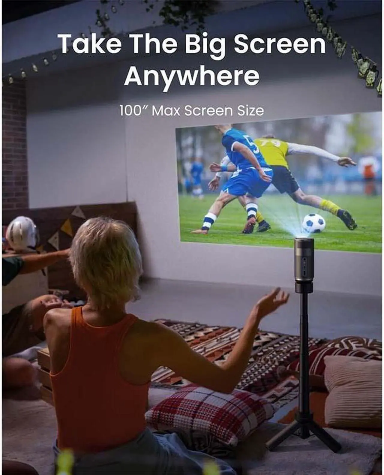 Alt view image 5 of 6 - Anker NEBULA Capsule Air Google TV Projector, Officially Licensed Netflix, 720p Smart Mini Projector with Wi-Fi and Bluetooth, 2 Hours of Playtime, Dolby Digital, Ultra Portable for Any Space
