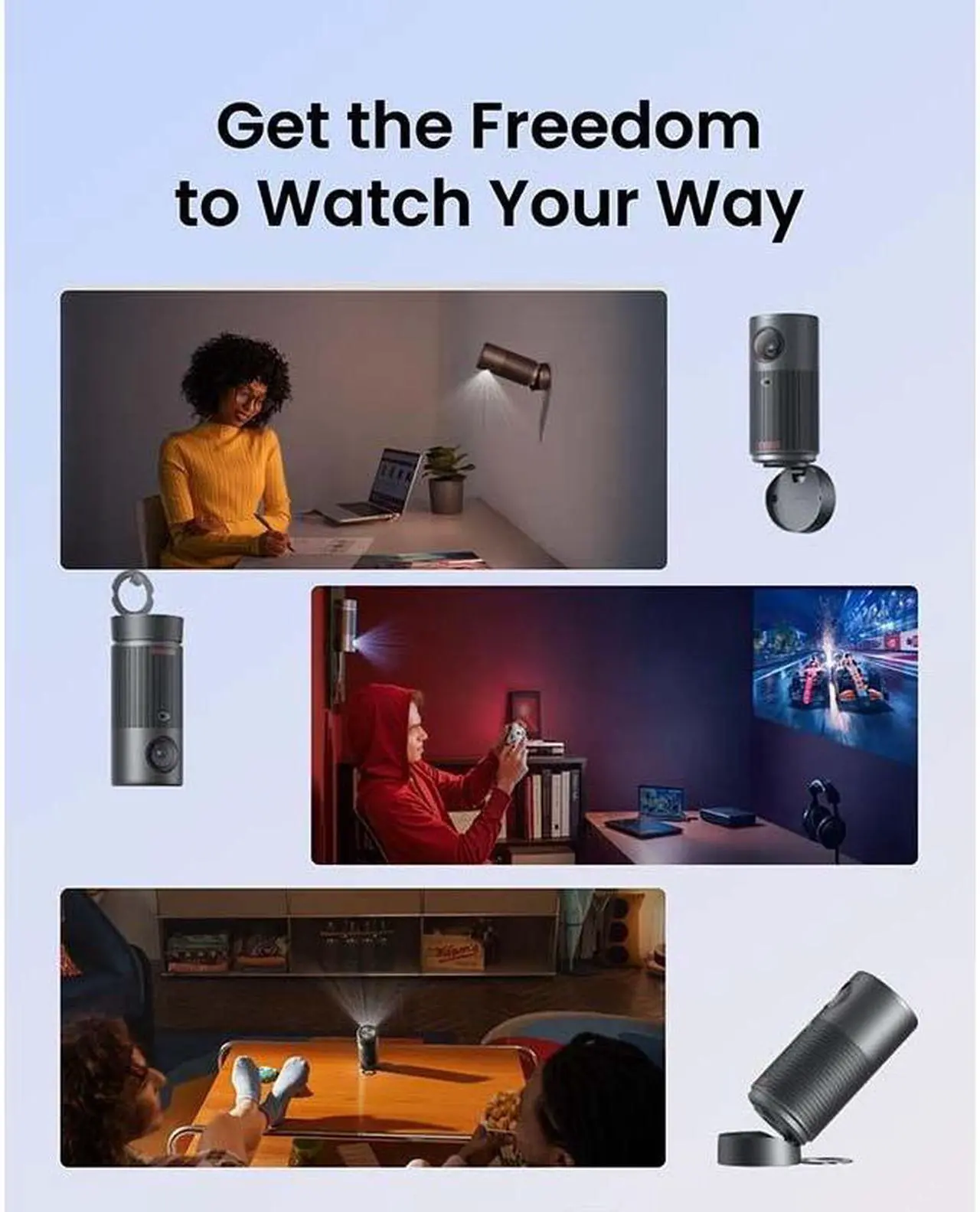Alt view image 4 of 6 - Anker NEBULA Capsule Air Google TV Projector, Officially Licensed Netflix, 720p Smart Mini Projector with Wi-Fi and Bluetooth, 2 Hours of Playtime, Dolby Digital, Ultra Portable for Any Space