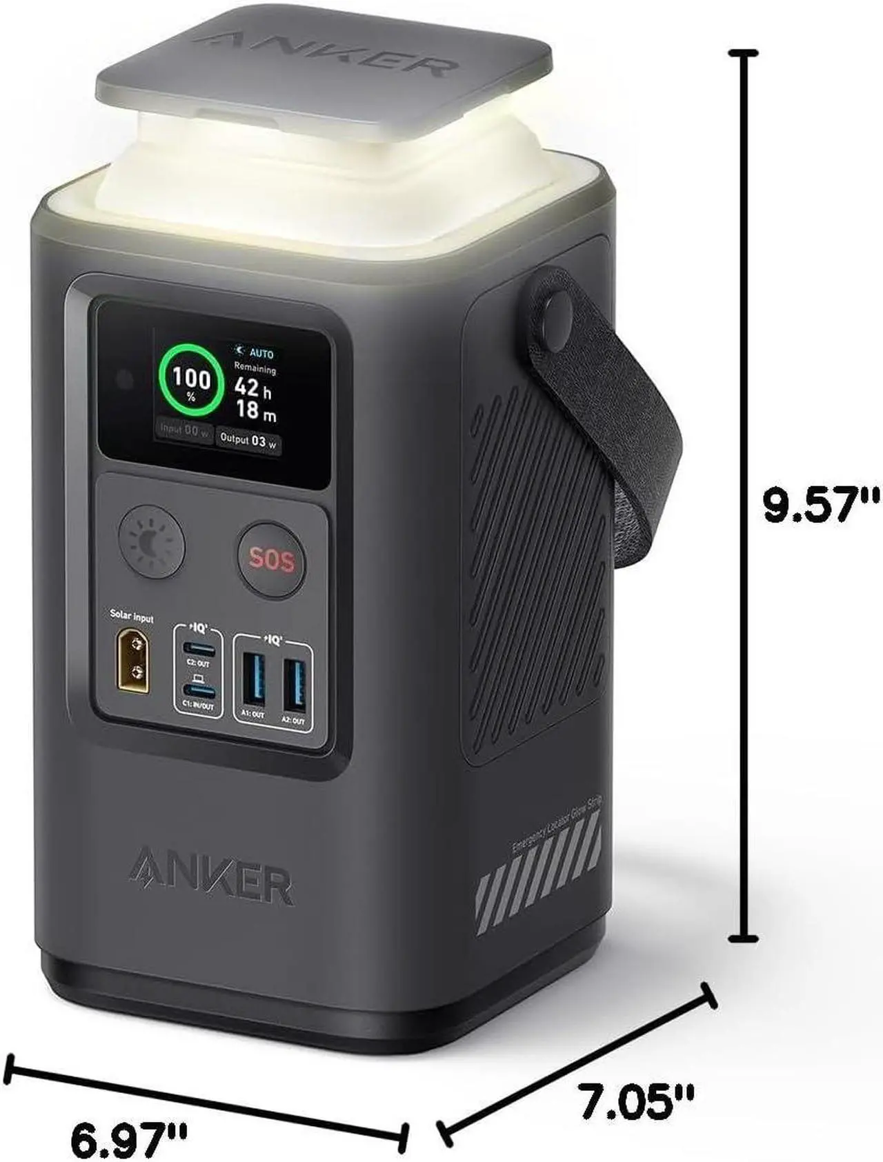 Alt view image 6 of 6 - Anker Power Bank Power Station 60,000mAh,Portable Outdoor Generator 87W with Smart Digital Display, Retractable Auto Lighting and SOS Mode, Home Backup(PowerCore Reserve 192Wh) for Travel, Camping
