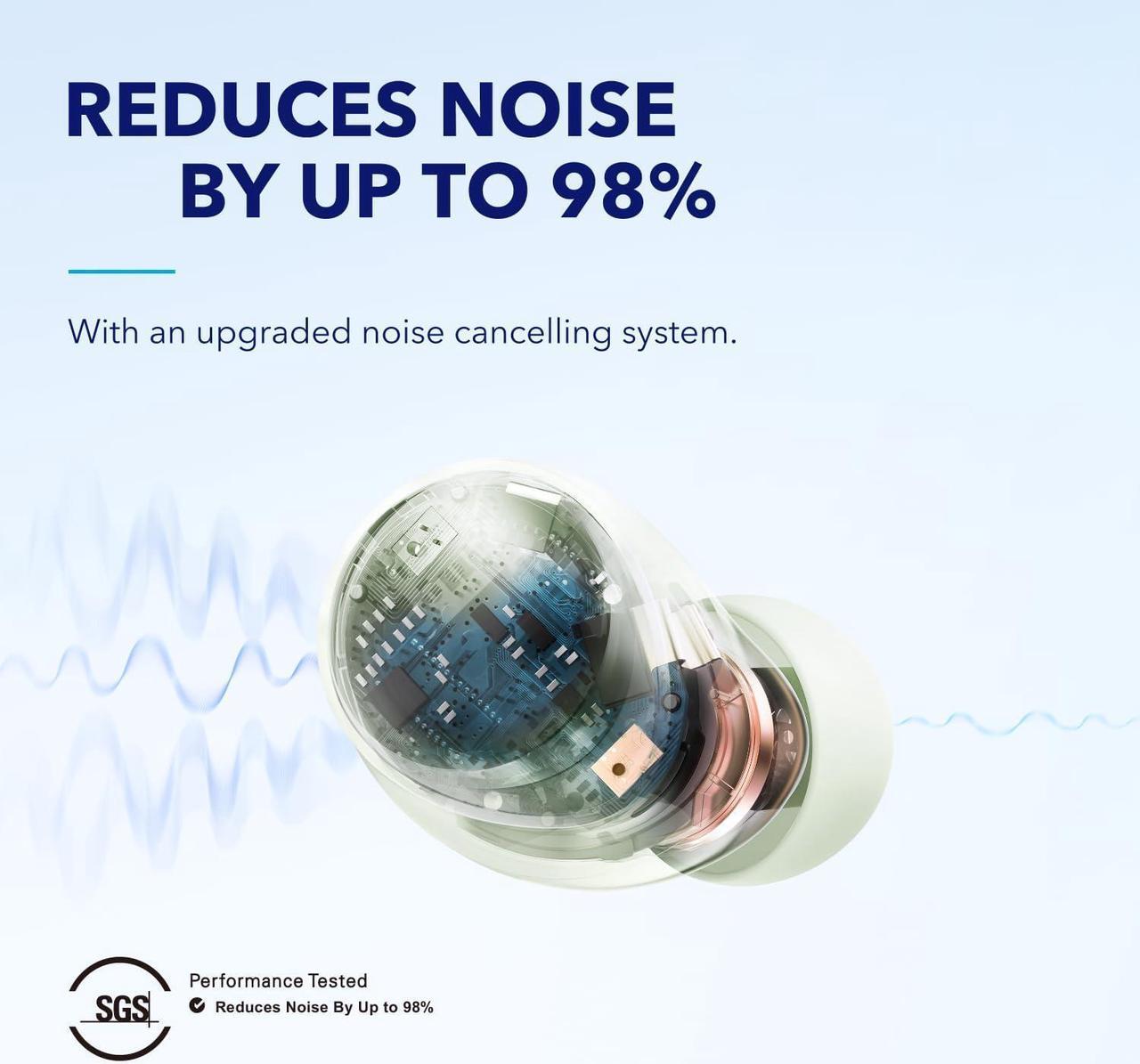 Alt view image 3 of 7 - Soundcore by Anker Space A40 Auto-Adjustable Active Noise Cancelling Wireless Earbuds, Reduce Noise by Up to 98%, 50H Playtime, Hi-Res Sound, Comfortable Fit, App Customization, Wireless Charge