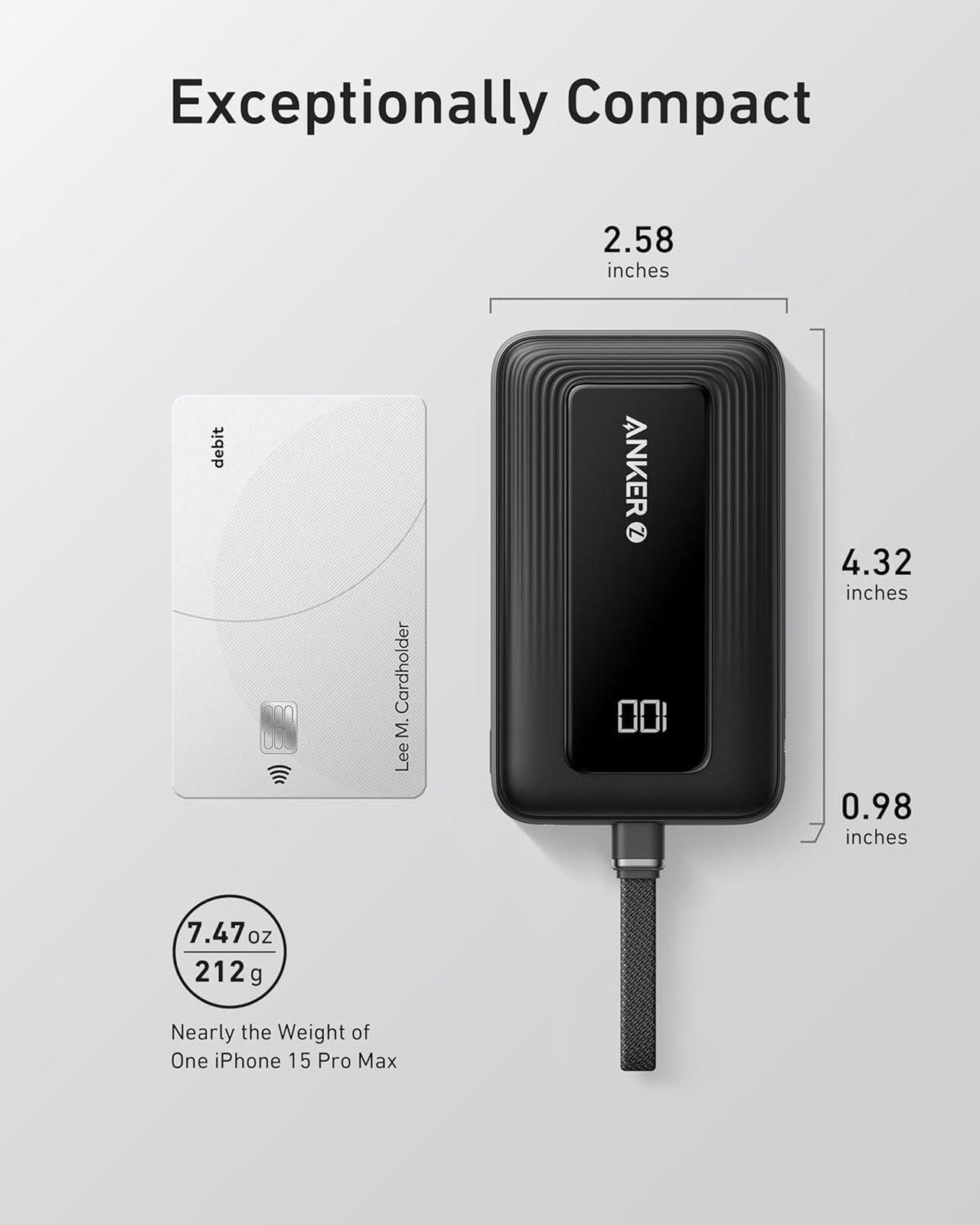 Alt view image 6 of 6 - Anker Zolo Portable Charger, 10,000mAh 30W Power Bank with Built-in Lanyard USB-C Cable for Travel, Fast Charging Battery Pack for iPhone 16/15 Series, MacBook, Galaxy, iPad, and More