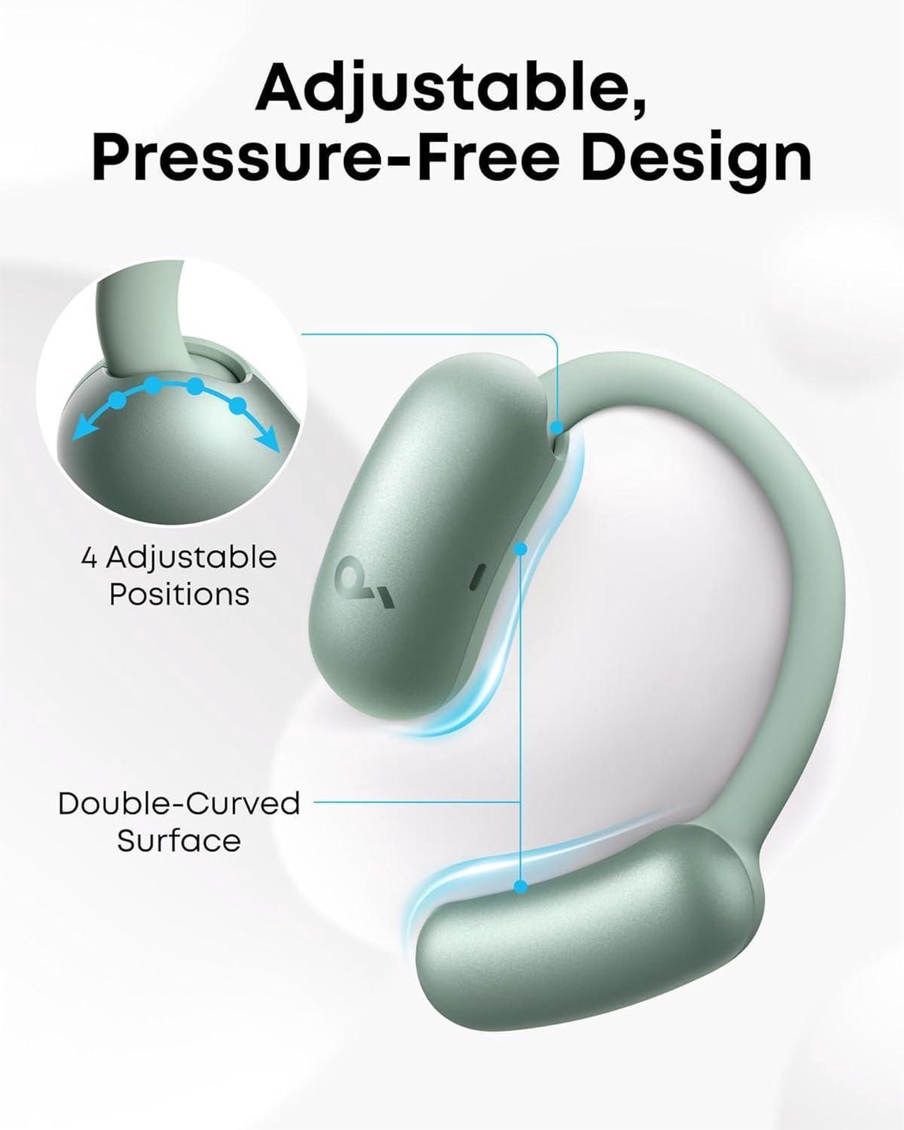 Alt view image 3 of 6 - Soundcore AeroFit 2 by Anker, Open-Ear Headphones, Adjustable Ear Hooks, Snug Fit, Rich Bass, Hi-Res Wireless Audio, 42H Play, Bluetooth 5.4, Wireless Charging, IP55, AI Clear Calls, Open-Ear Earbuds