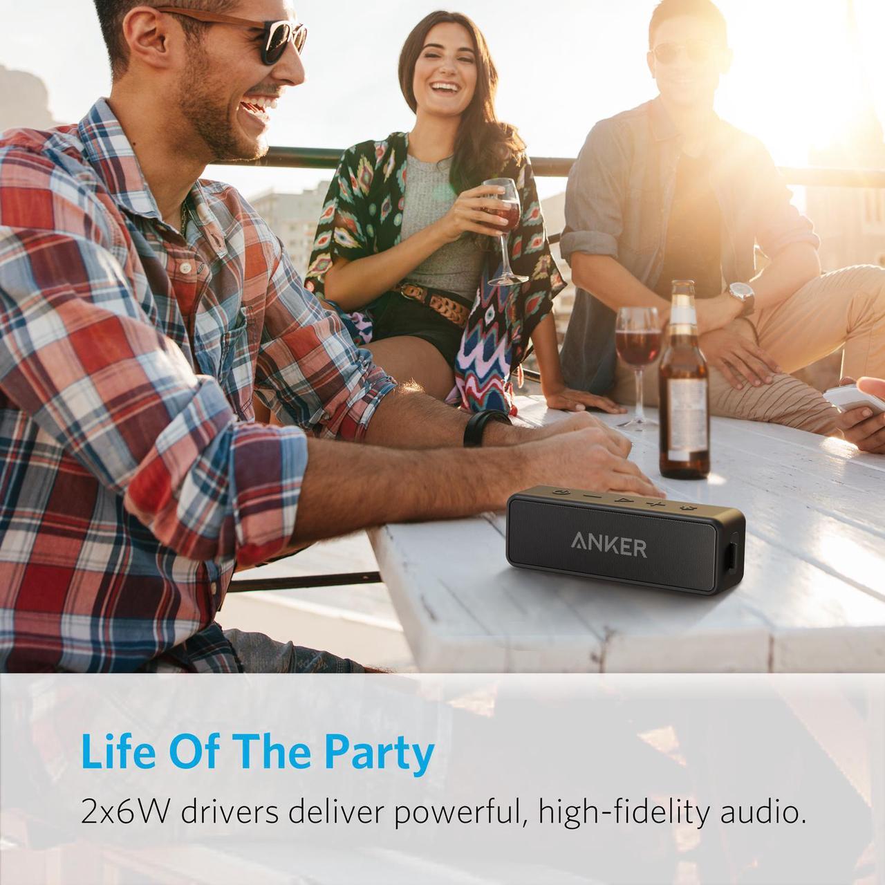 Alt view image 5 of 7 - Anker Soundcore 2 Portable Bluetooth Speaker with Superior Stereo Sound, Exclusive BassUp, 12-Watts, IPX5 Water-Resistant, 24-Hour Playtime, Perfect Wireless Speaker for Home, Outdoors, Travel
