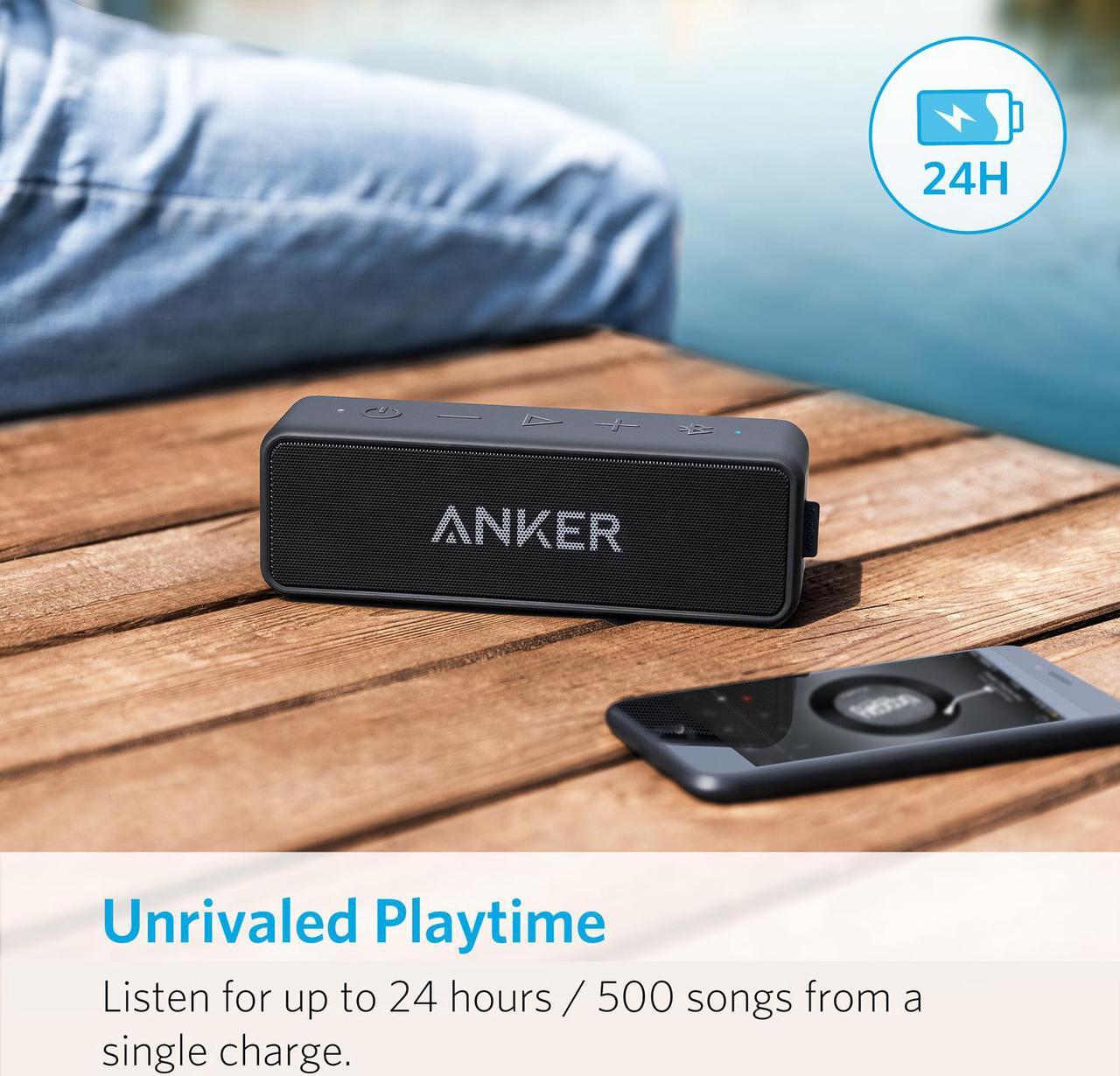 Alt view image 7 of 7 - Anker Soundcore 2 Portable Bluetooth Speaker with Superior Stereo Sound, Exclusive BassUp, 12-Watts, IPX5 Water-Resistant, 24-Hour Playtime, Perfect Wireless Speaker for Home, Outdoors, Travel