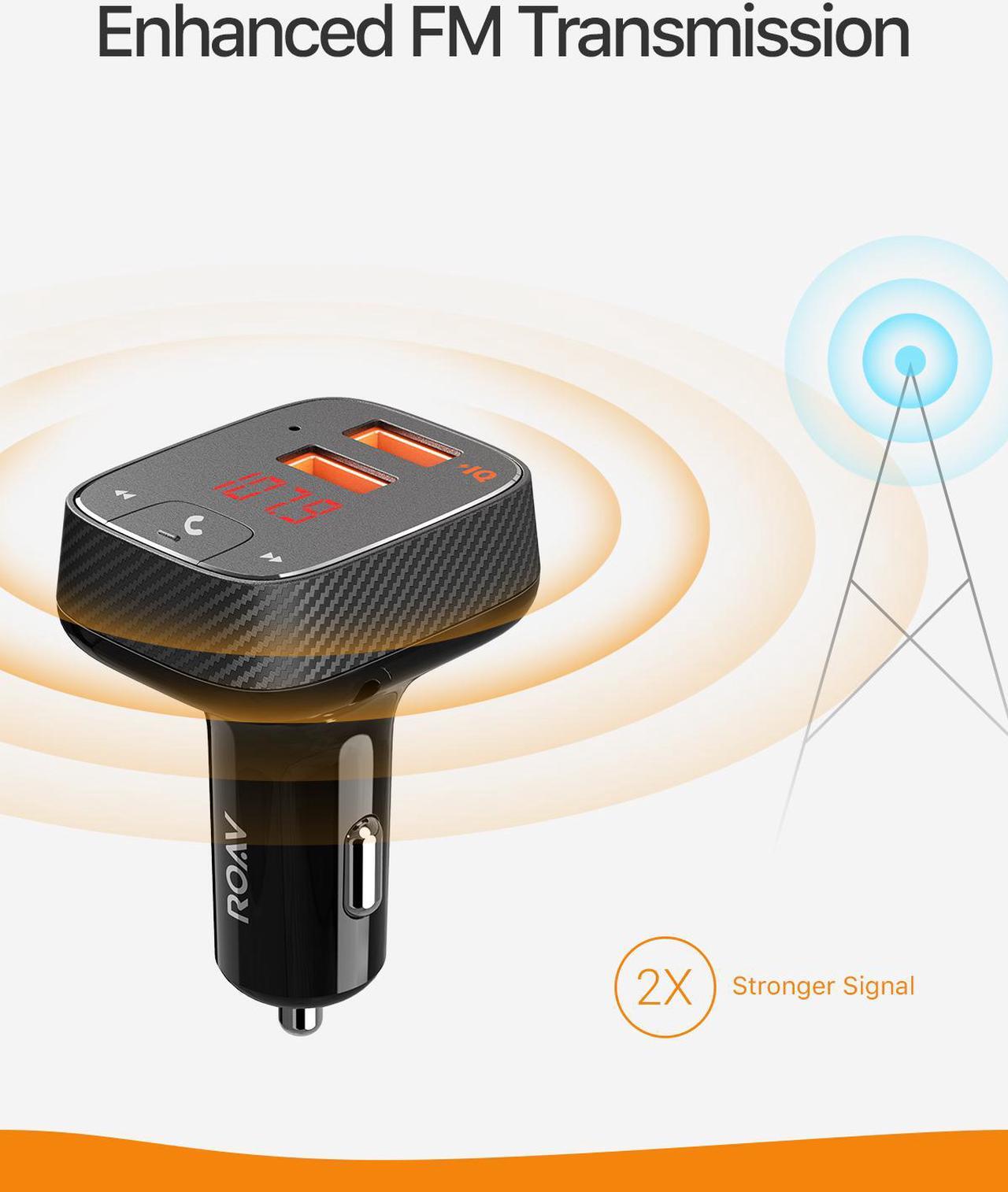 Alt view image 3 of 6 - Anker Roav SmartCharge F2 Bluetooth FM Transmitter, Wireless Audio Adapter and Receiver, Car Charger with Bluetooth 4.2, Car Locator, App Support, 2 USB ports, PowerIQ, AUX Out, and USB Drive Slot