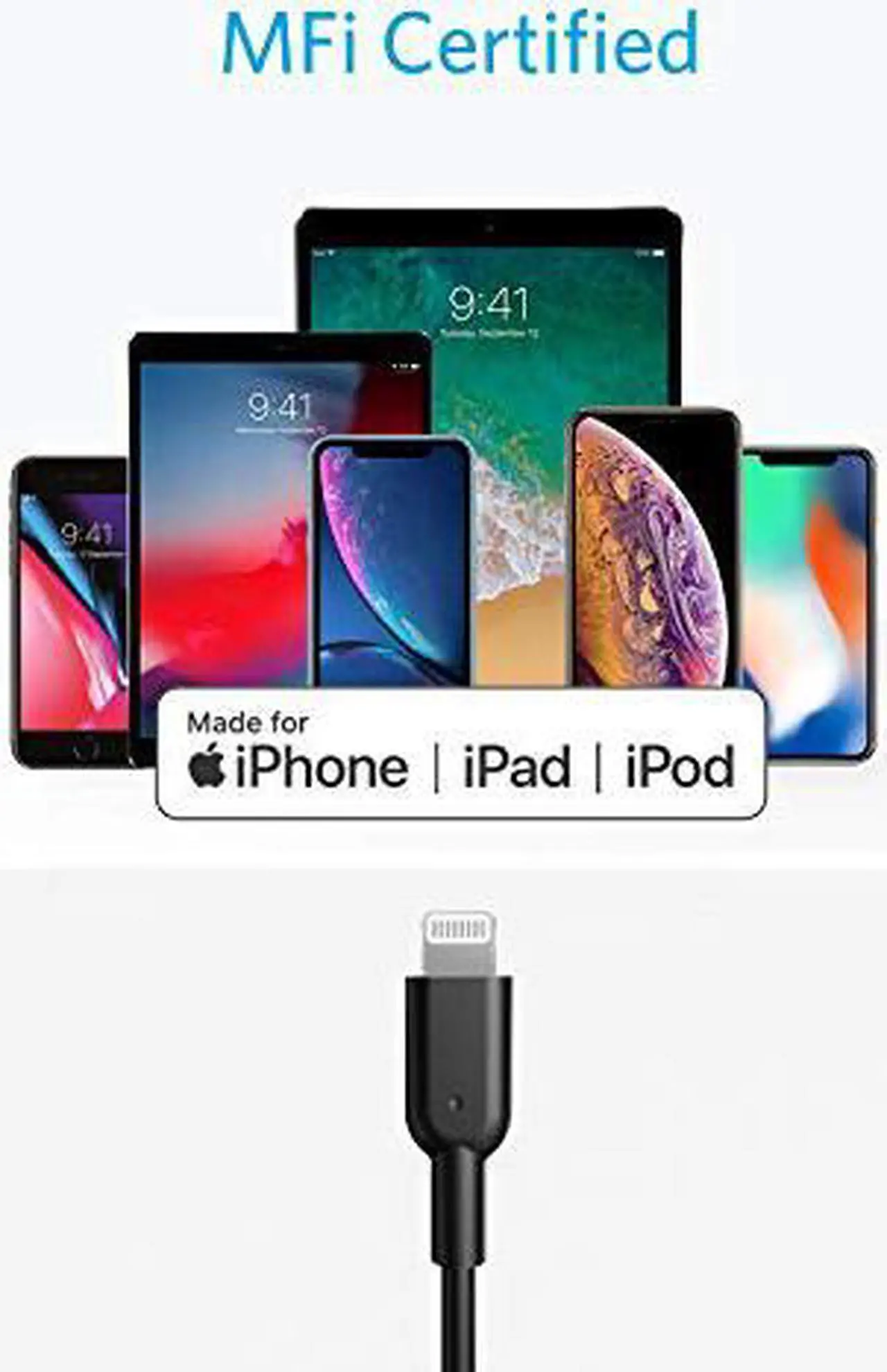 Alt view image 4 of 7 - Anker USB C to Lightning Cable [6ft Apple MFi Certified] Powerline II for iPhone 12/ 12 Mini/ 12 Pro/ 12 Pro Max/ 11/11 Pro / 11 Pro Max/X/XS/XR/XS Max / 8/8 Plus, Supports Power Delivery